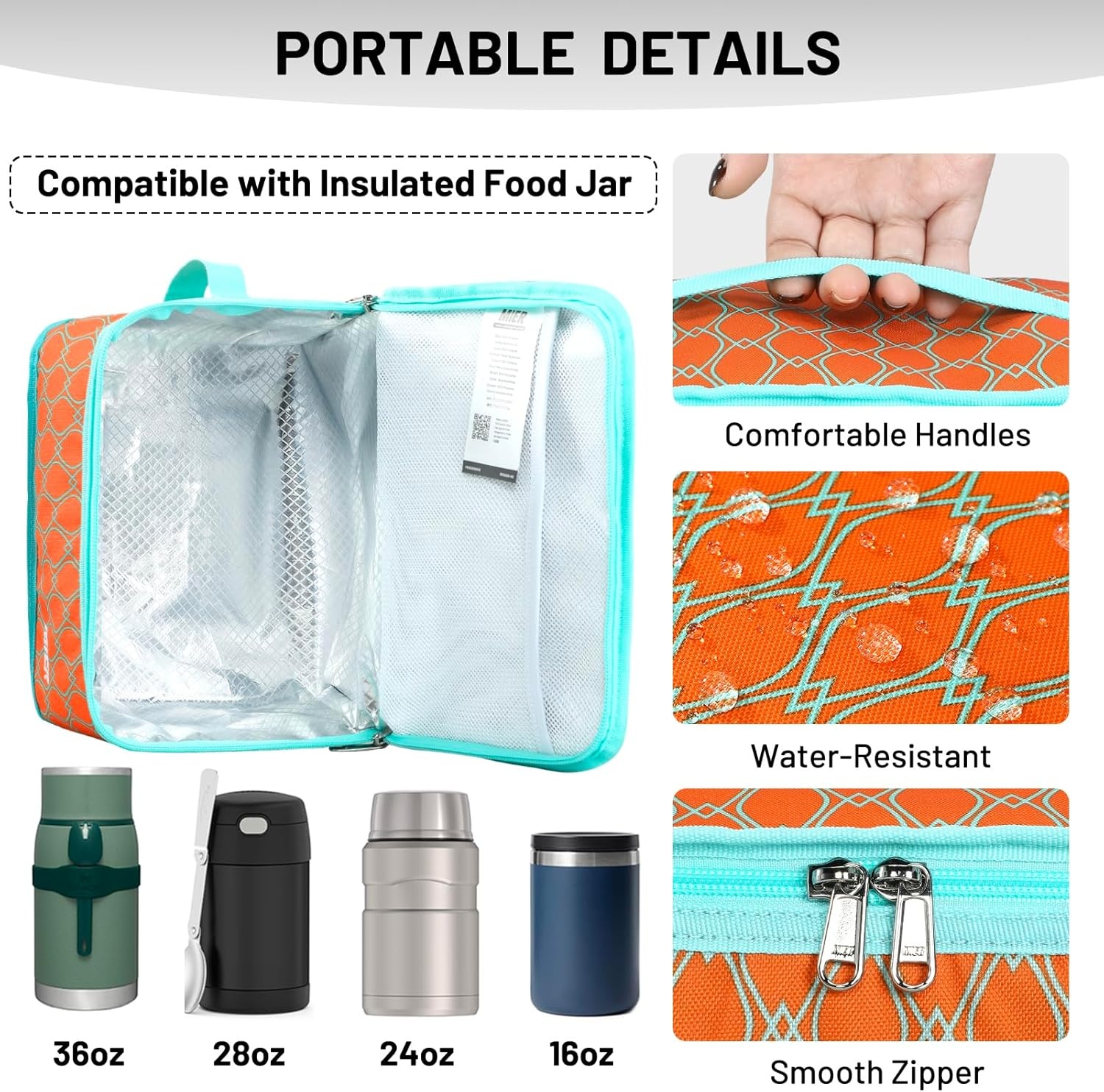image:imageMIER Insulated Lunch Box for Men Women Kids Portable Small Lunch Bag 9 CAN Compact Thermal Mini Cooler for School Work Picnic BlueOrange