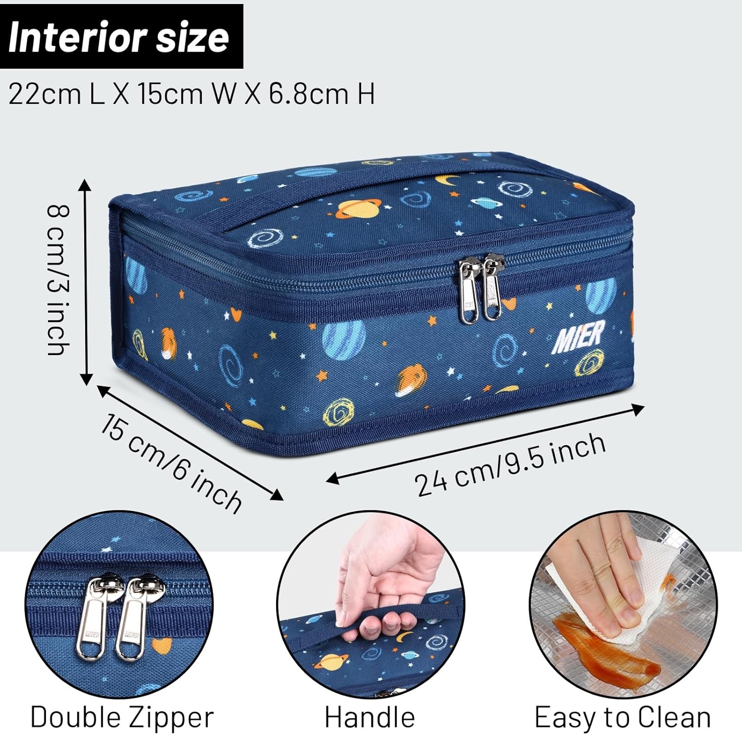 image:imageMIER Insulated Lunch Box for Men Women Kids Portable Small Lunch Bag 9 CAN Compact Thermal Mini Cooler for School Work Picnic BluePlanet