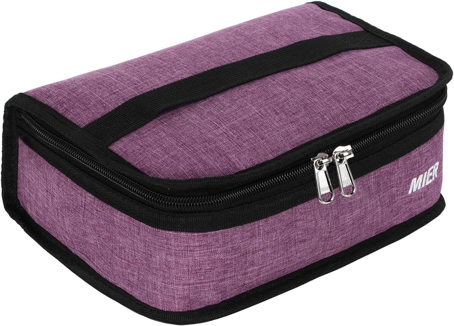image:imageMIER Insulated Lunch Box for Men Women Kids Portable Small Lunch Bag 9 CAN Compact Thermal Mini Cooler for School Work Picnic BluePurple