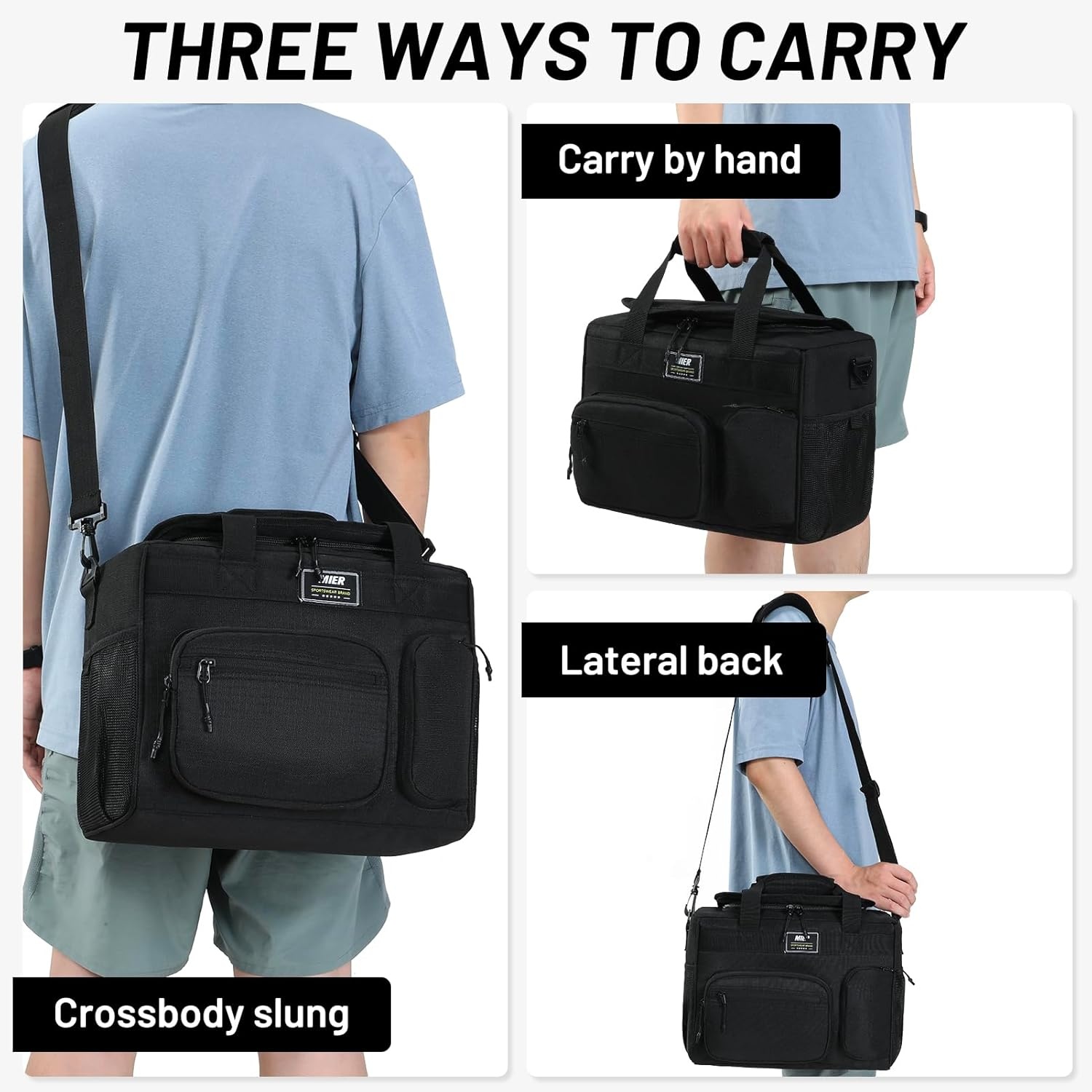 image:imageMIER Large Lunch Box for Men Women Adult Insulated Soft Sided Cooler 30 Can Leakproof Lunch Bag Collapsible for Work Travel Camping Beach 18L BlackNo Luggage StrapPure Black