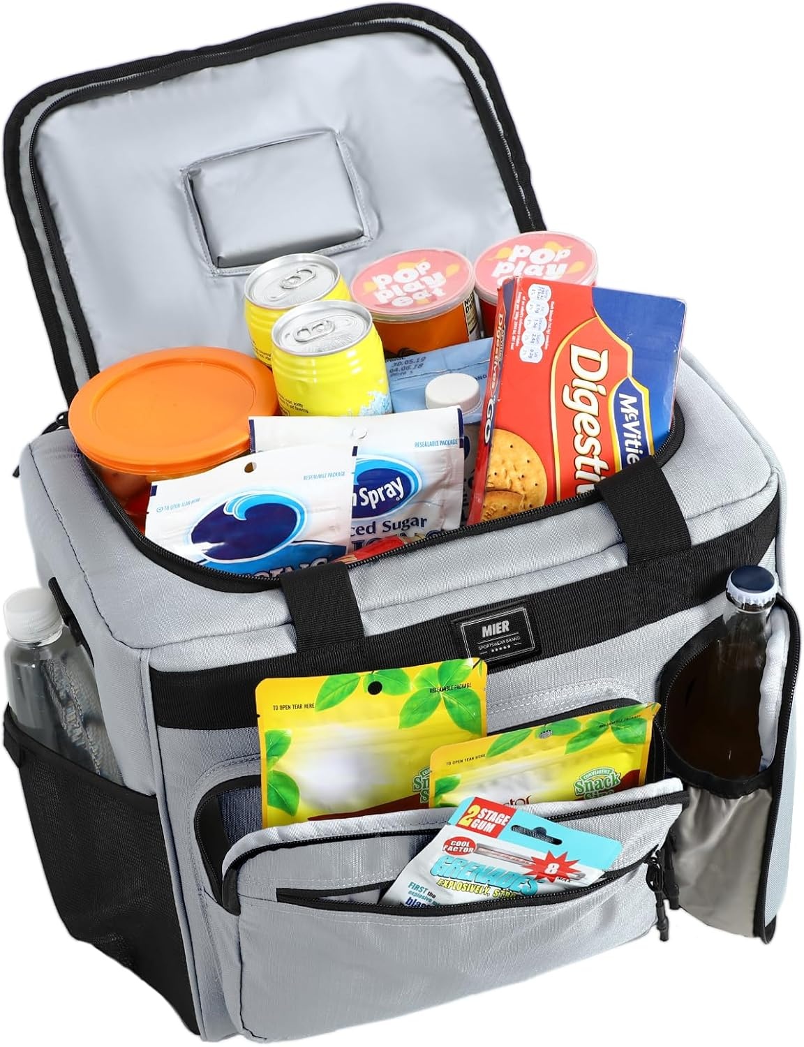 image:imageMIER Large Lunch Box for Men Women Adult Insulated Soft Sided Cooler 30 Can Leakproof Lunch Bag Collapsible for Work Travel Camping Beach 18L BlackNo Luggage StrapGrey