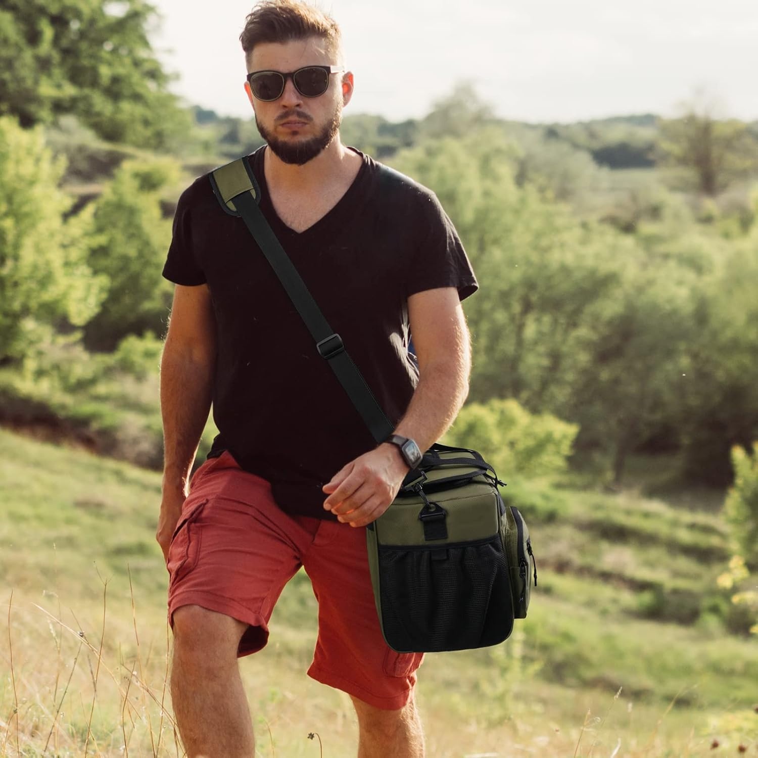 image:imageMIER Large Lunch Box for Men Women Adult Insulated Soft Sided Cooler 30 Can Leakproof Lunch Bag Collapsible for Work Travel Camping Beach 18L BlackNo Luggage StrapDark Green