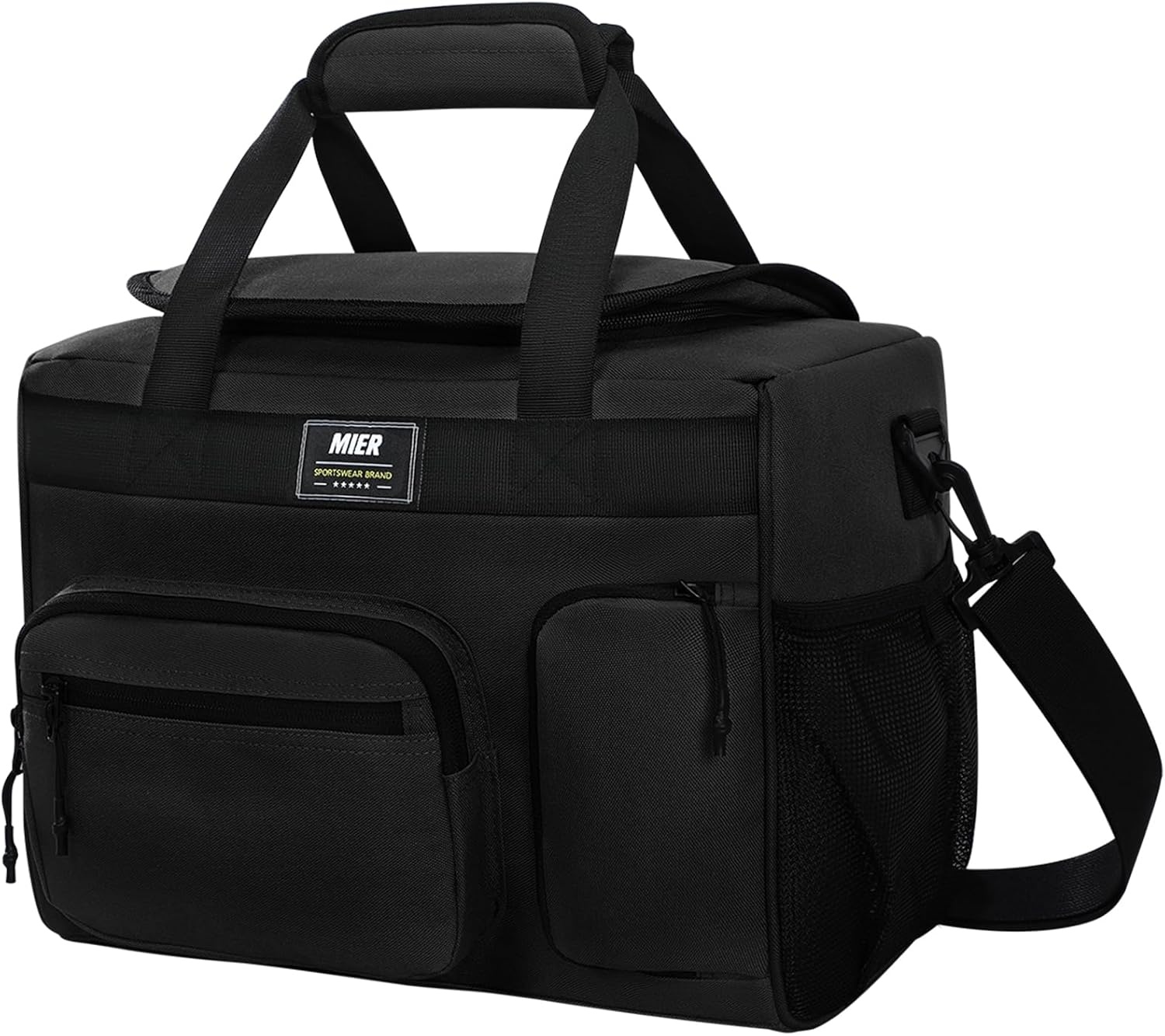 image:imageMIER Large Lunch Box for Men Women Adult Insulated Soft Sided Cooler 30 Can Leakproof Lunch Bag Collapsible for Work Travel Camping Beach 18L BlackNo Luggage StrapPure Black