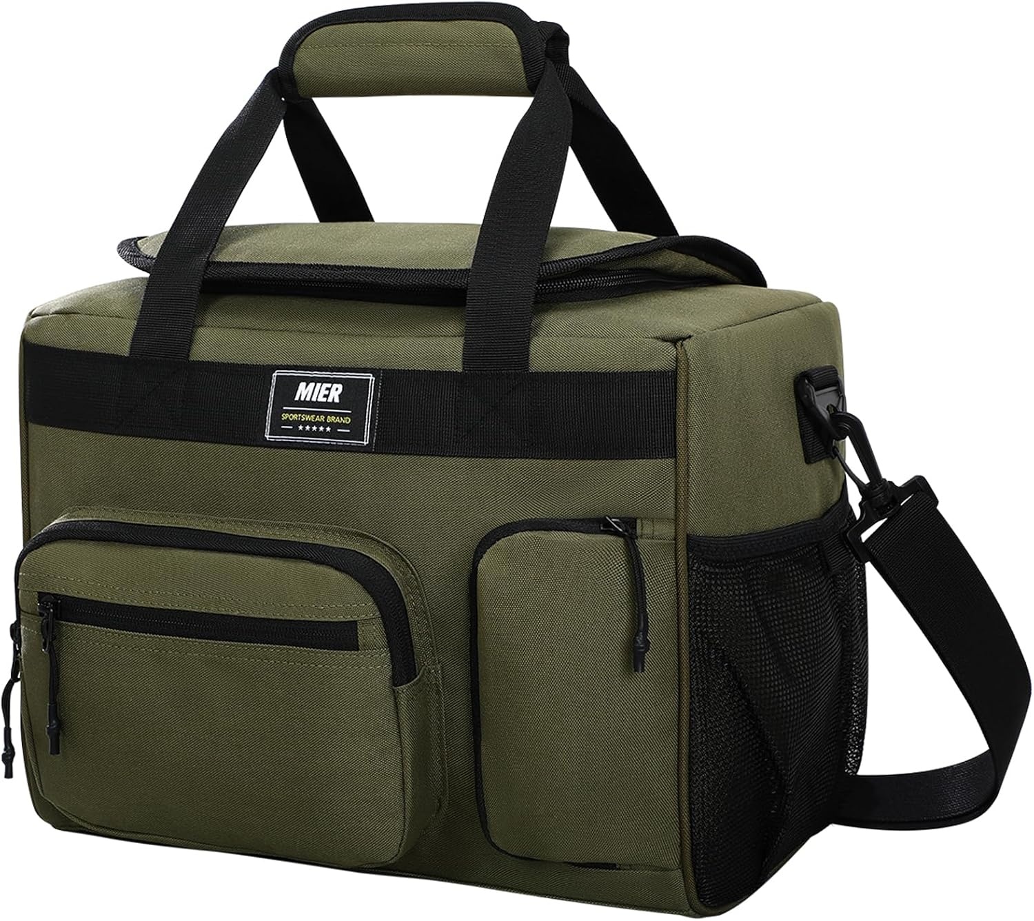 image:imageMIER Large Lunch Box for Men Women Adult Insulated Soft Sided Cooler 30 Can Leakproof Lunch Bag Collapsible for Work Travel Camping Beach 18L BlackNo Luggage StrapArmy Green