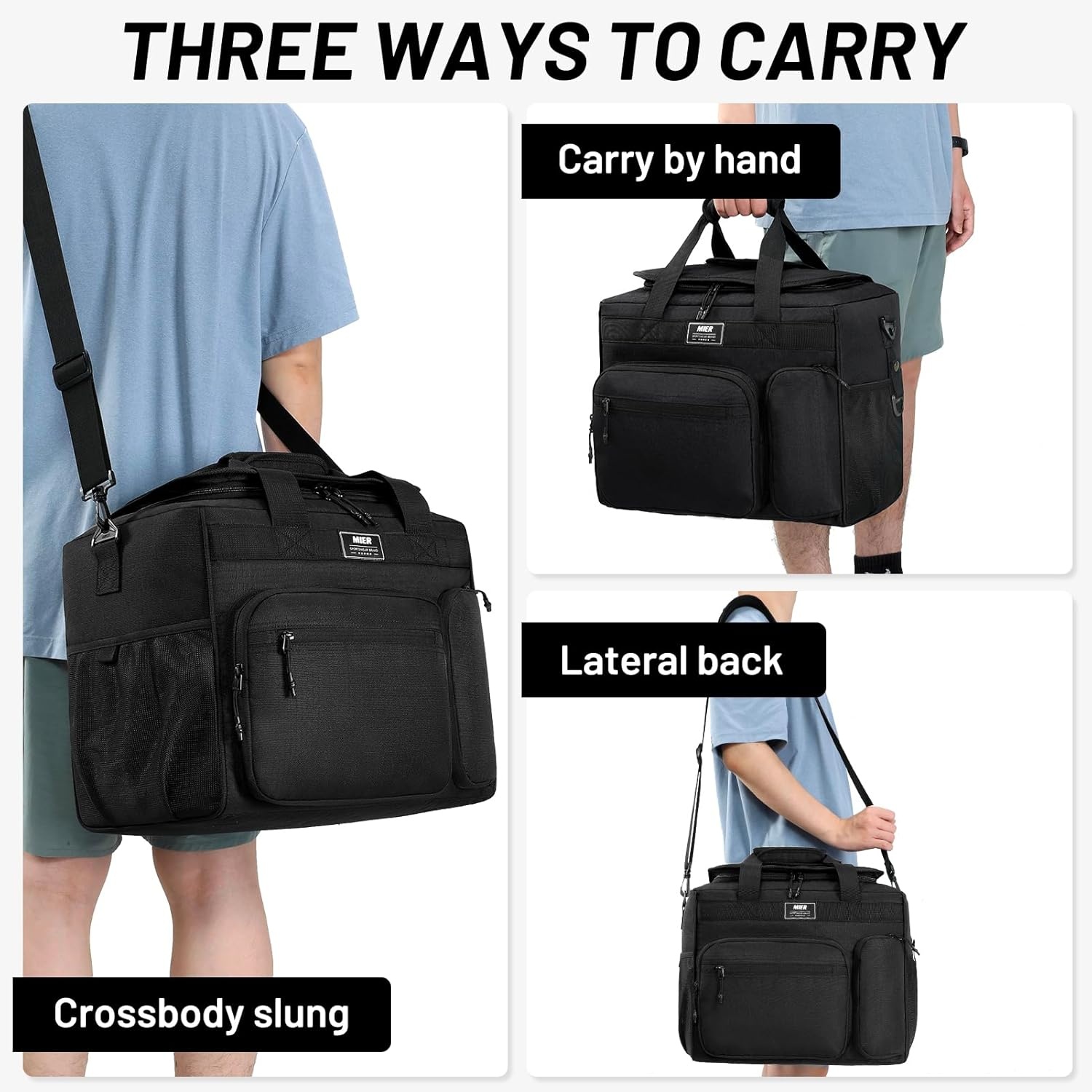 image:imageMIER Large Lunch Box for Men Women Adult Insulated Soft Sided Cooler 30 Can Leakproof Lunch Bag Collapsible for Work Travel Camping Beach 18L BlackNo Luggage StrapBlack