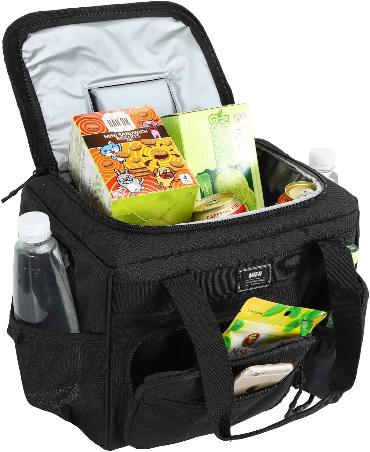 image:imageMIER Large Lunch Box for Men Women Adult Insulated Soft Sided Cooler 30 Can Leakproof Lunch Bag Collapsible for Work Travel Camping Beach 18L BlackNo Luggage StrapBlack