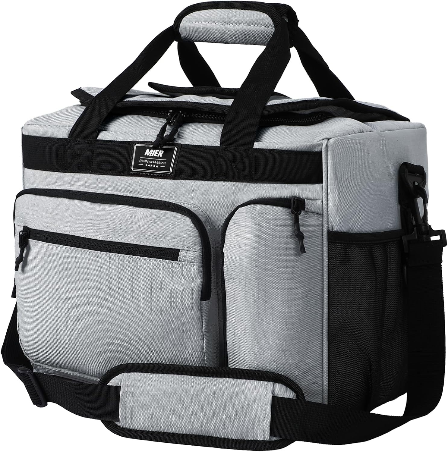 image:imageMIER Large Lunch Box for Men Women Adult Insulated Soft Sided Cooler 30 Can Leakproof Lunch Bag Collapsible for Work Travel Camping Beach 18L BlackNo Luggage StrapGrey