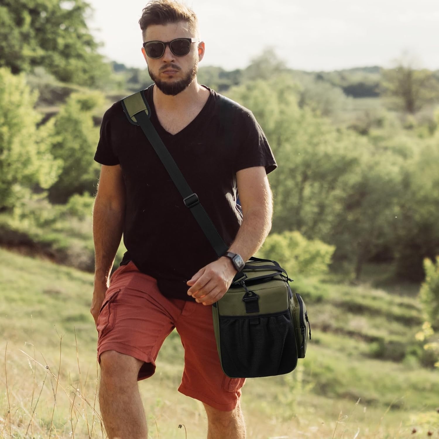 image:imageMIER Large Lunch Box for Men Women Adult Insulated Soft Sided Cooler 30 Can Leakproof Lunch Bag Collapsible for Work Travel Camping Beach 18L BlackNo Luggage StrapArmy Green