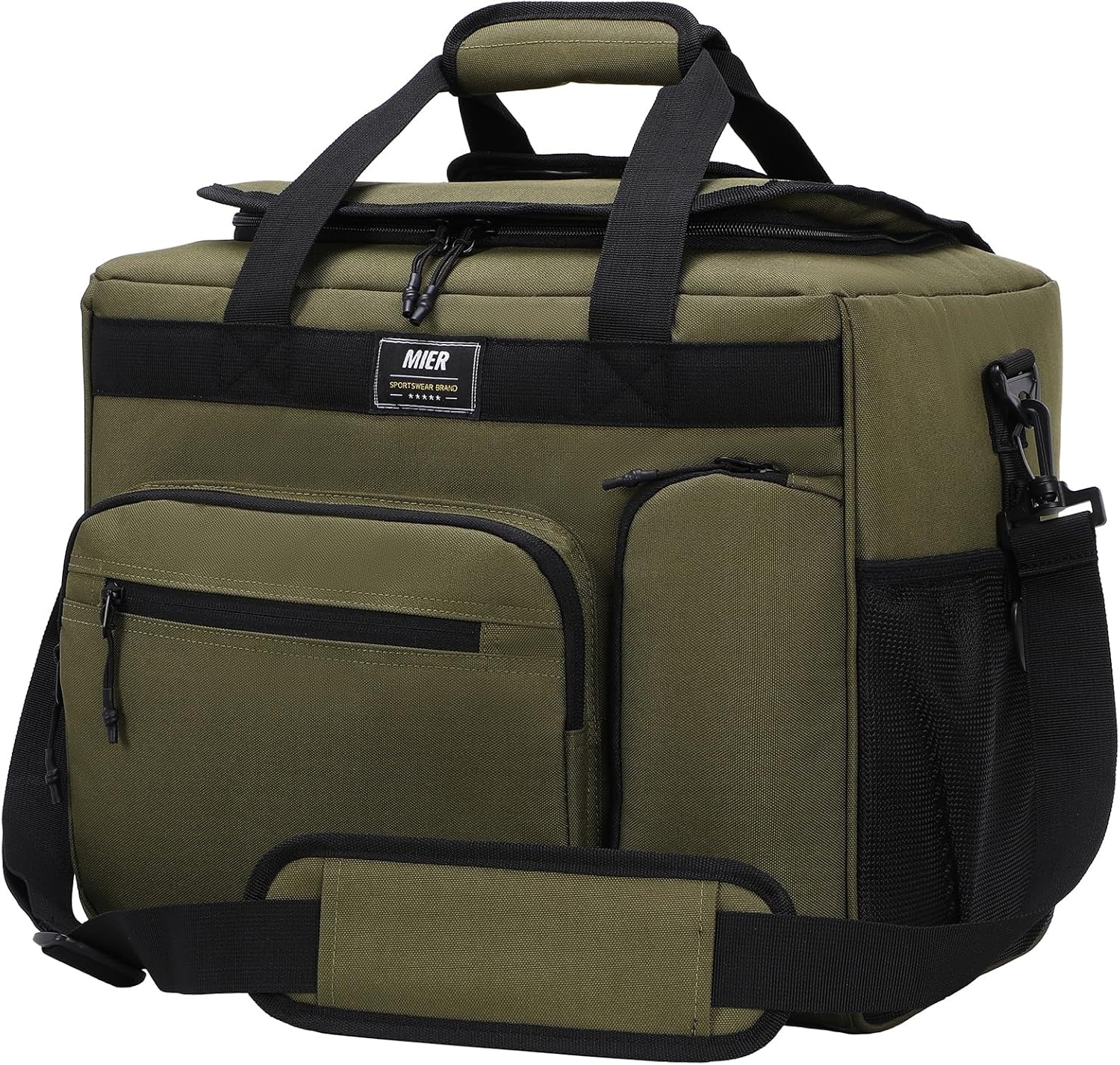 image:imageMIER Large Lunch Box for Men Women Adult Insulated Soft Sided Cooler 30 Can Leakproof Lunch Bag Collapsible for Work Travel Camping Beach 18L BlackNo Luggage StrapArmy Green
