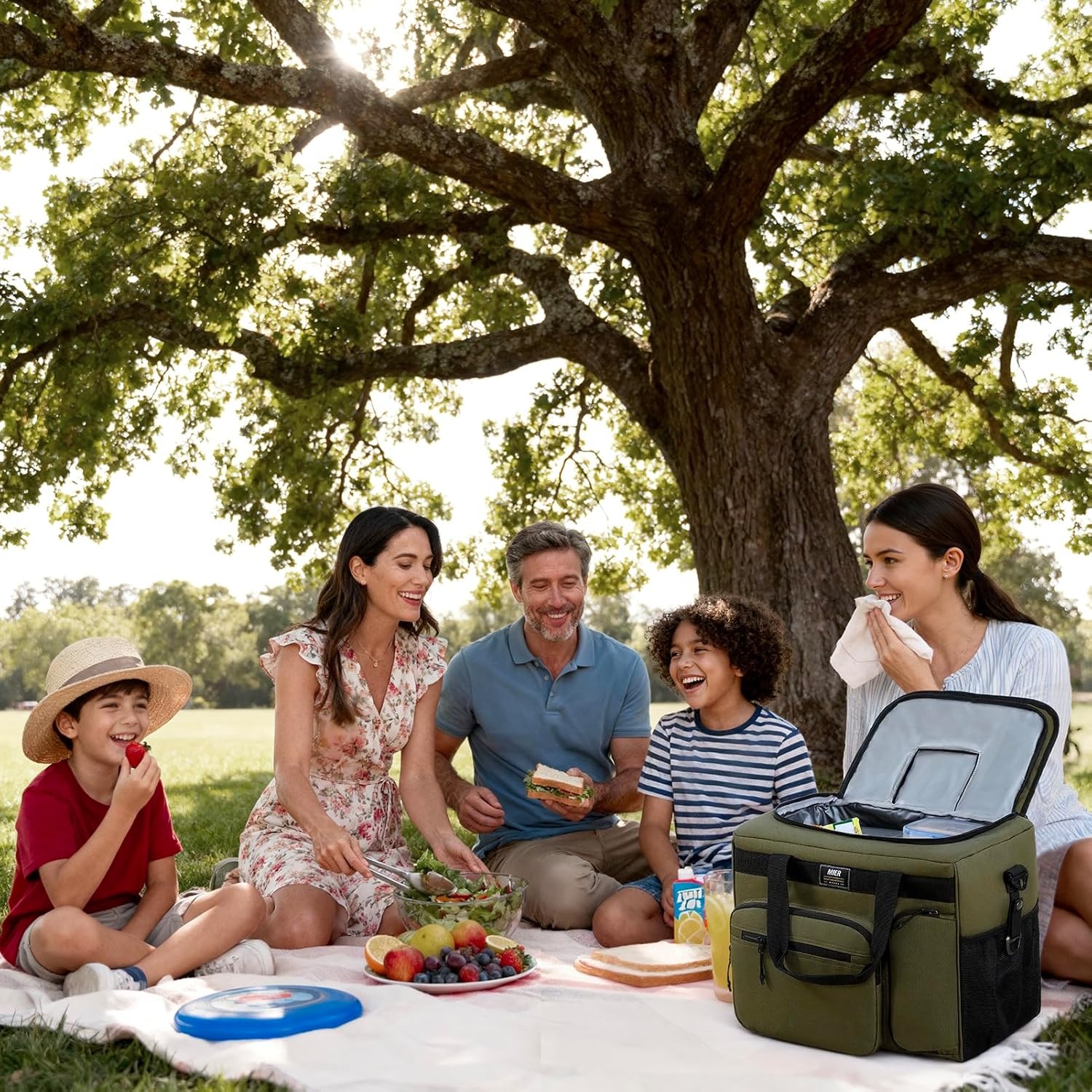 image:imageMIER Large Lunch Box for Men Women Adult Insulated Soft Sided Cooler 30 Can Leakproof Lunch Bag Collapsible for Work Travel Camping Beach 18L BlackNo Luggage StrapDark Green