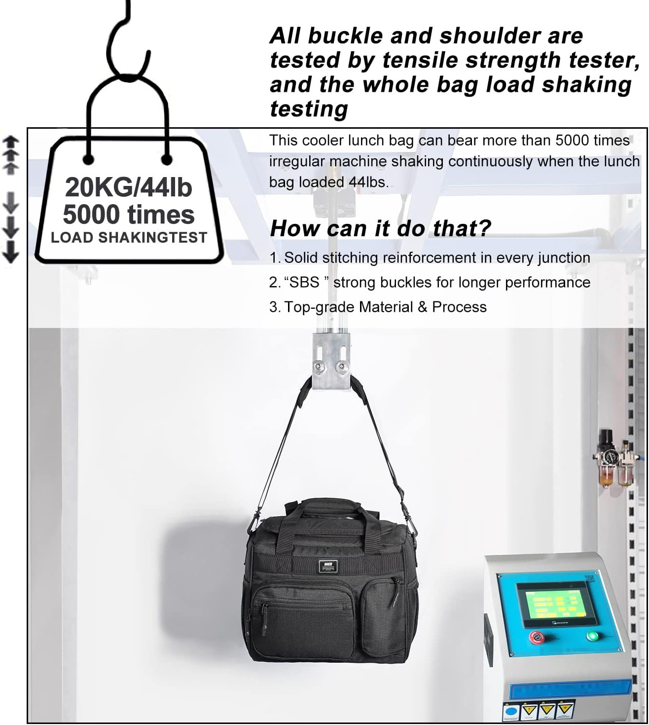 image:imageMIER Large Lunch Box for Men Women Adult Insulated Soft Sided Cooler 30 Can Leakproof Lunch Bag Collapsible for Work Travel Camping Beach 18L BlackNo Luggage StrapBlack