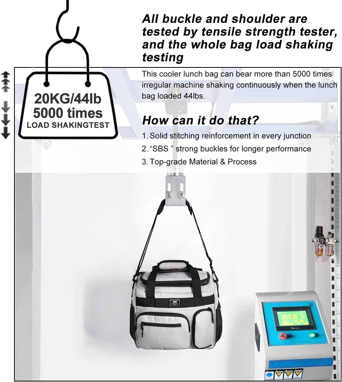 image:imageMIER Large Lunch Box for Men Women Adult Insulated Soft Sided Cooler 30 Can Leakproof Lunch Bag Collapsible for Work Travel Camping Beach 18L BlackNo Luggage StrapGrey