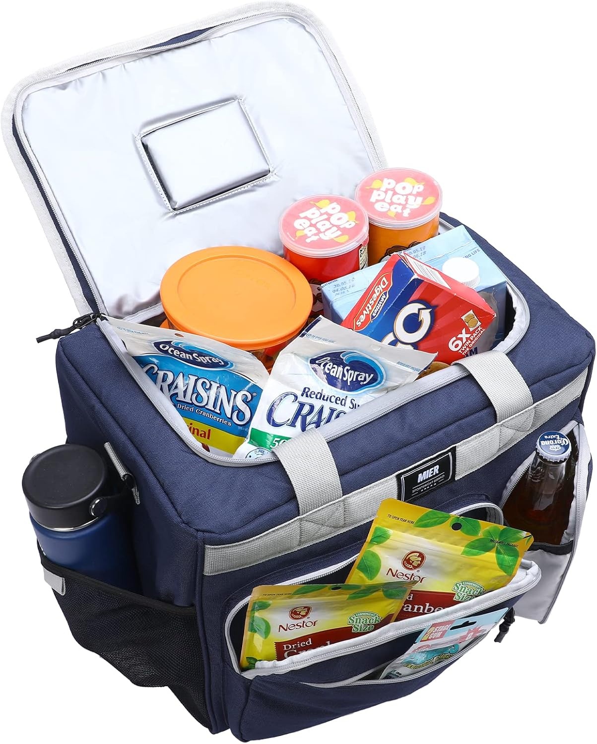 image:imageMIER Large Lunch Box for Men Women Adult Insulated Soft Sided Cooler 30 Can Leakproof Lunch Bag Collapsible for Work Travel Camping Beach 18L BlackNo Luggage StrapDark Blue