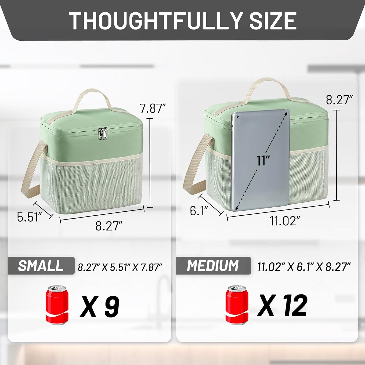 image:imageMIER Lunch Bag for Men Women Insulated Portable Lunch Box 12CAN Leakproof Cooler Bag with Shoulder Strap for Office Picnic School Medium AquaAqua