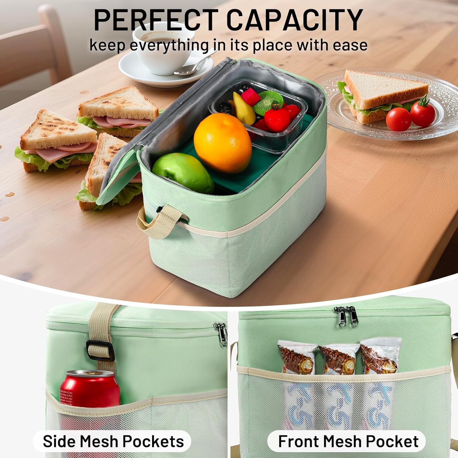 image:imageMIER Lunch Bag for Men Women Insulated Portable Lunch Box 12CAN Leakproof Cooler Bag with Shoulder Strap for Office Picnic School Medium AquaAqua