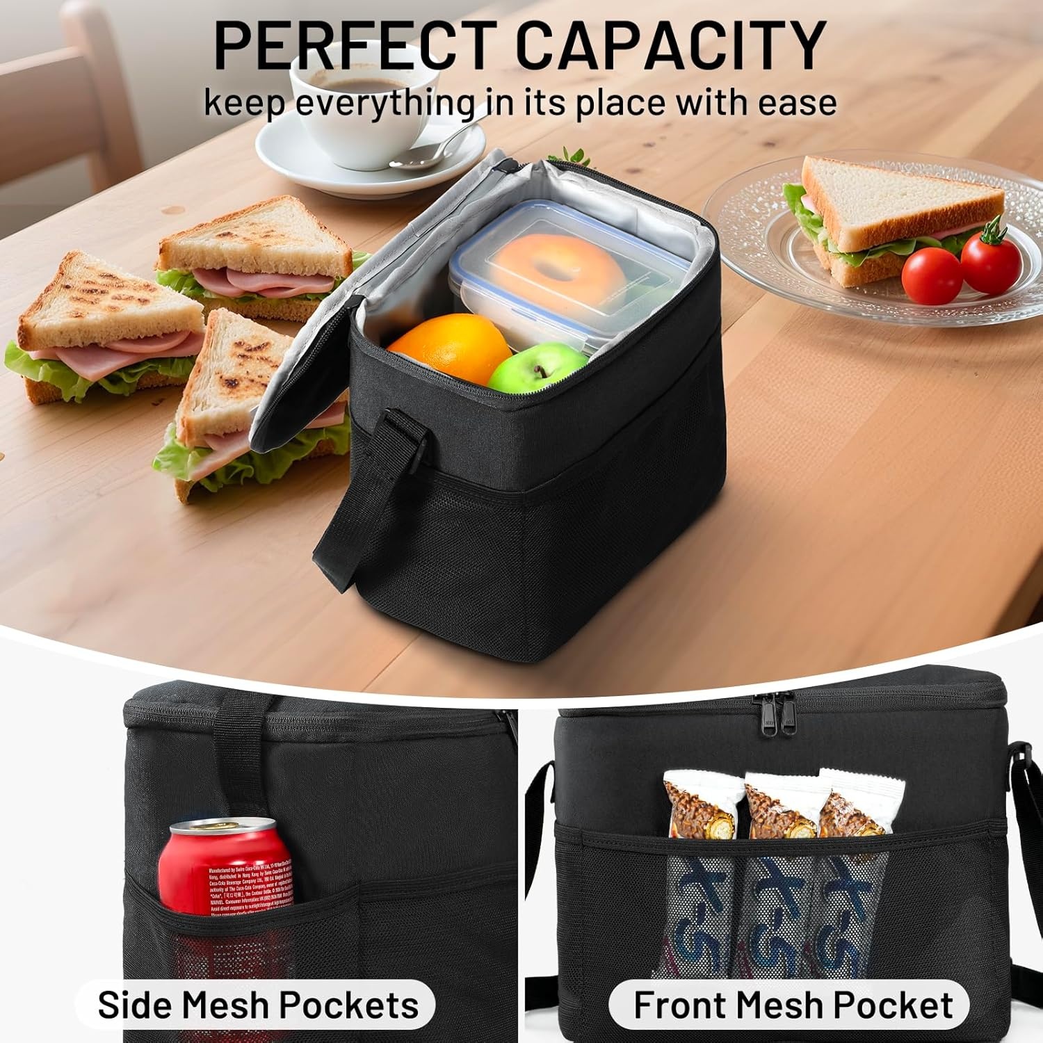 image:imageMIER Lunch Bag for Men Women Insulated Portable Lunch Box 12CAN Leakproof Cooler Bag with Shoulder Strap for Office Picnic School Medium AquaBlack