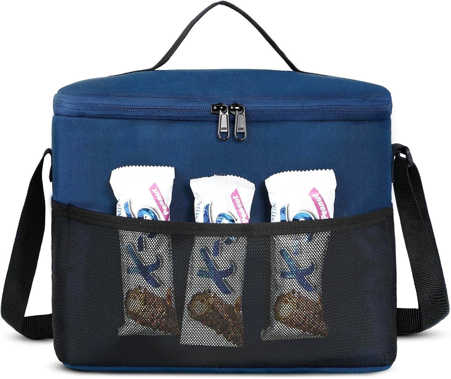 image:imageMIER Lunch Bag for Men Women Insulated Portable Lunch Box 12CAN Leakproof Cooler Bag with Shoulder Strap for Office Picnic School Medium AquaNavy