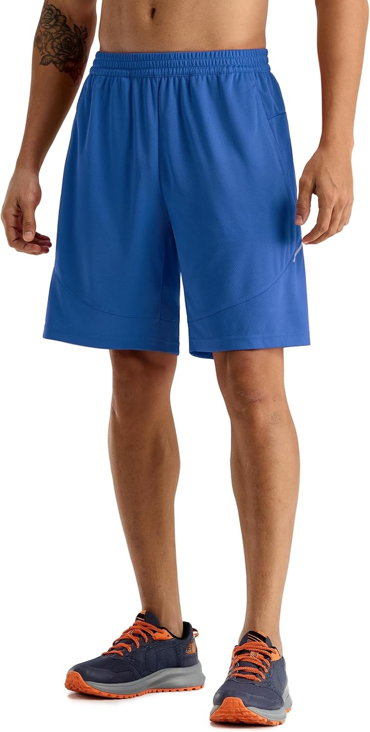 image:imageMIER Mens Athletic Shorts 9 Mesh Basketball Gym Quick Dry Shorts with Pockets for Active Running Workout LightweightBlue
