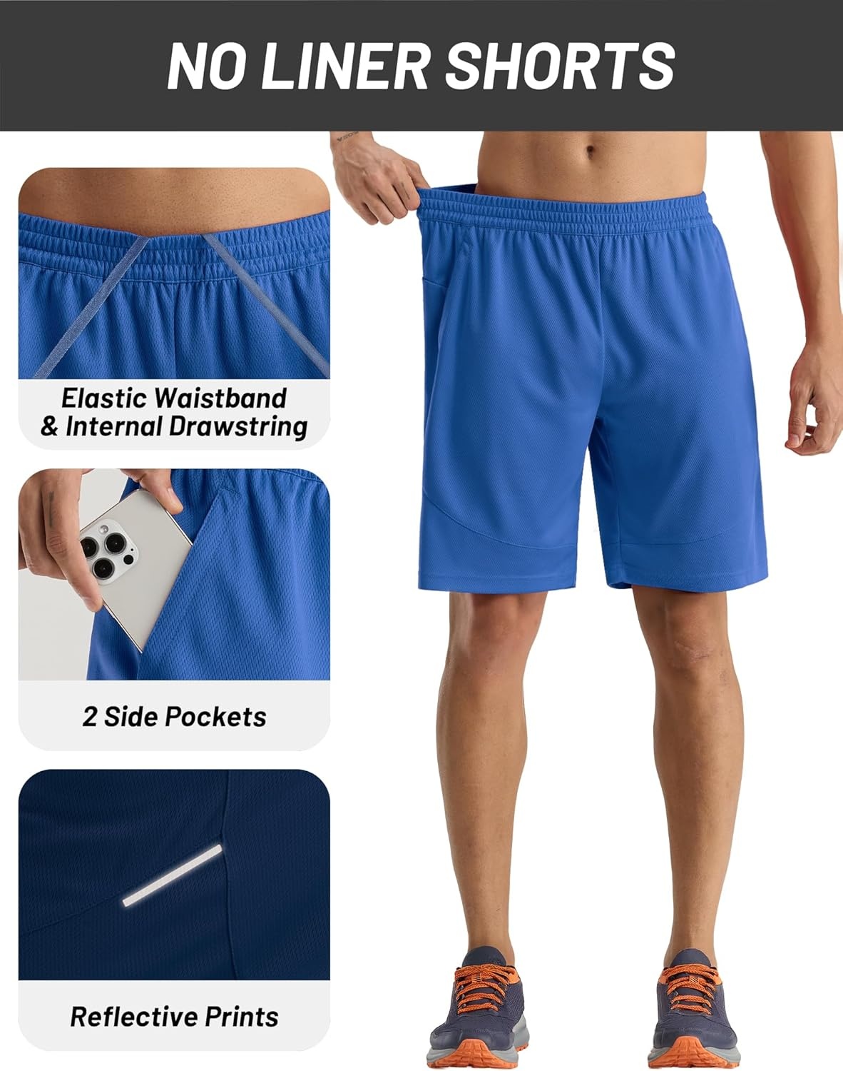 image:imageMIER Mens Athletic Shorts 9 Mesh Basketball Gym Quick Dry Shorts with Pockets for Active Running Workout LightweightBlue