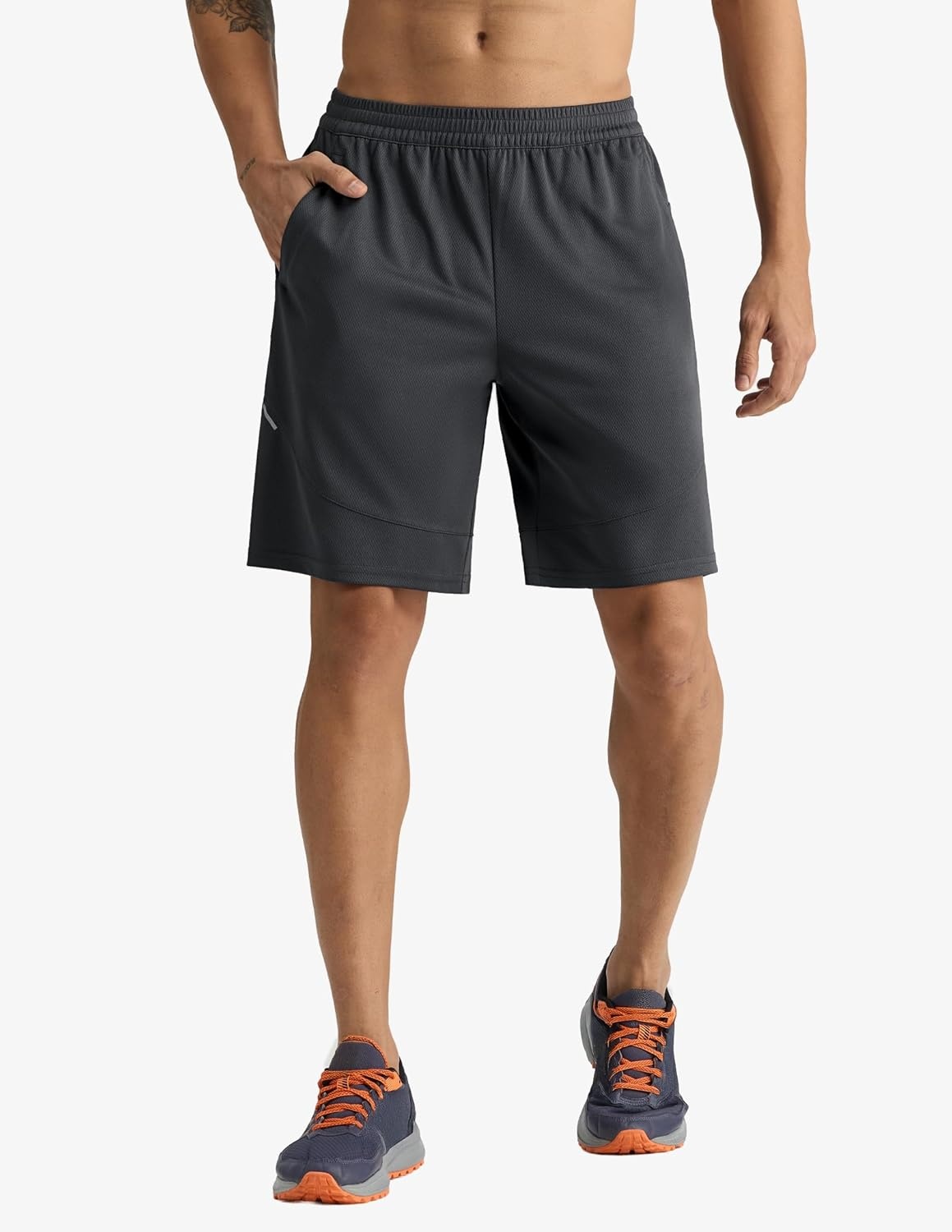 image:imageMIER Mens Athletic Shorts 9 Mesh Basketball Gym Quick Dry Shorts with Pockets for Active Running Workout LightweightDark Grey