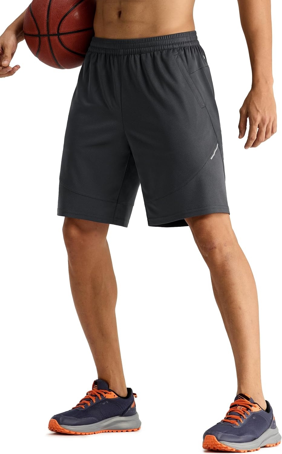 image:imageMIER Mens Athletic Shorts 9 Mesh Basketball Gym Quick Dry Shorts with Pockets for Active Running Workout LightweightDark Grey