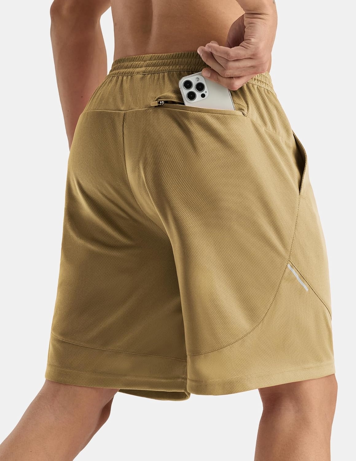 image:imageMIER Mens Athletic Shorts 9 Mesh Basketball Gym Quick Dry Shorts with Pockets for Active Running Workout LightweightKhaki