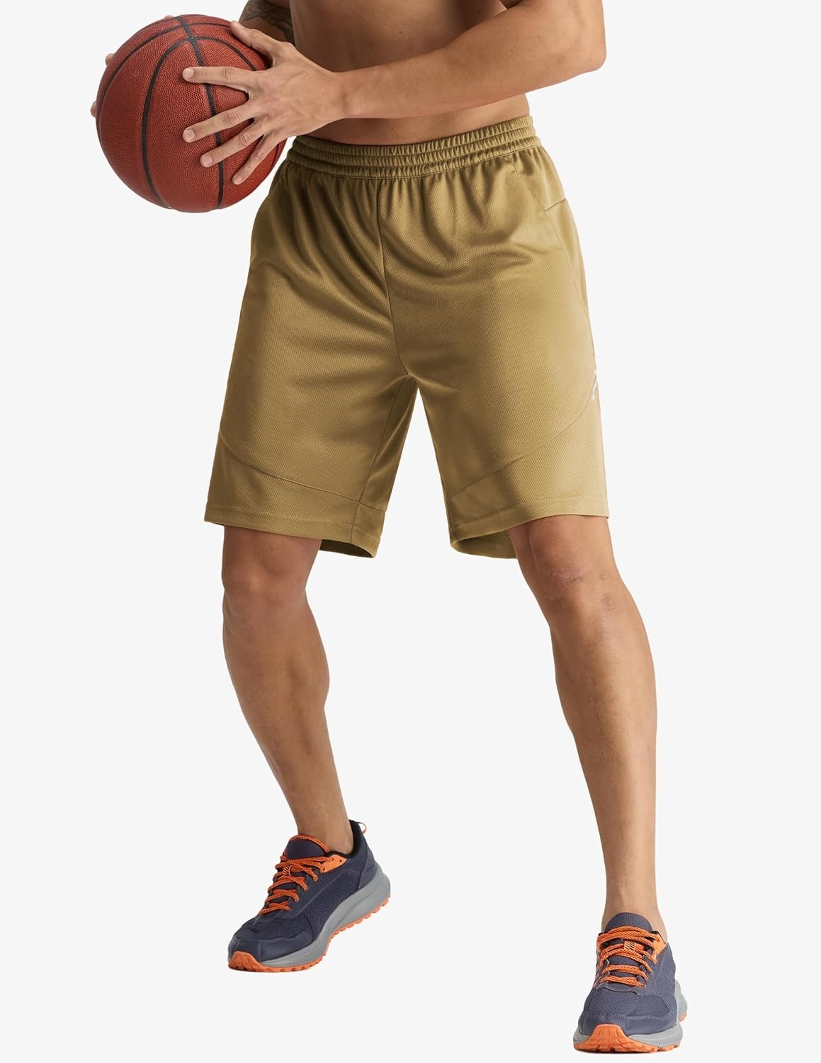 image:imageMIER Mens Athletic Shorts 9 Mesh Basketball Gym Quick Dry Shorts with Pockets for Active Running Workout LightweightKhaki