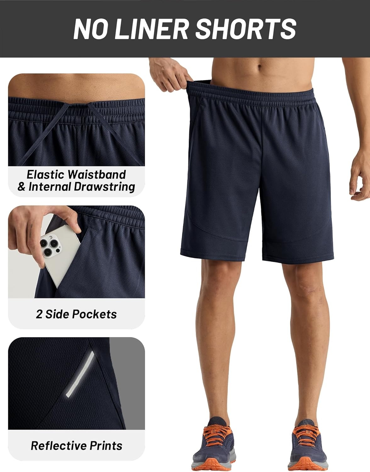 image:imageMIER Mens Athletic Shorts 9 Mesh Basketball Gym Quick Dry Shorts with Pockets for Active Running Workout LightweightNavy