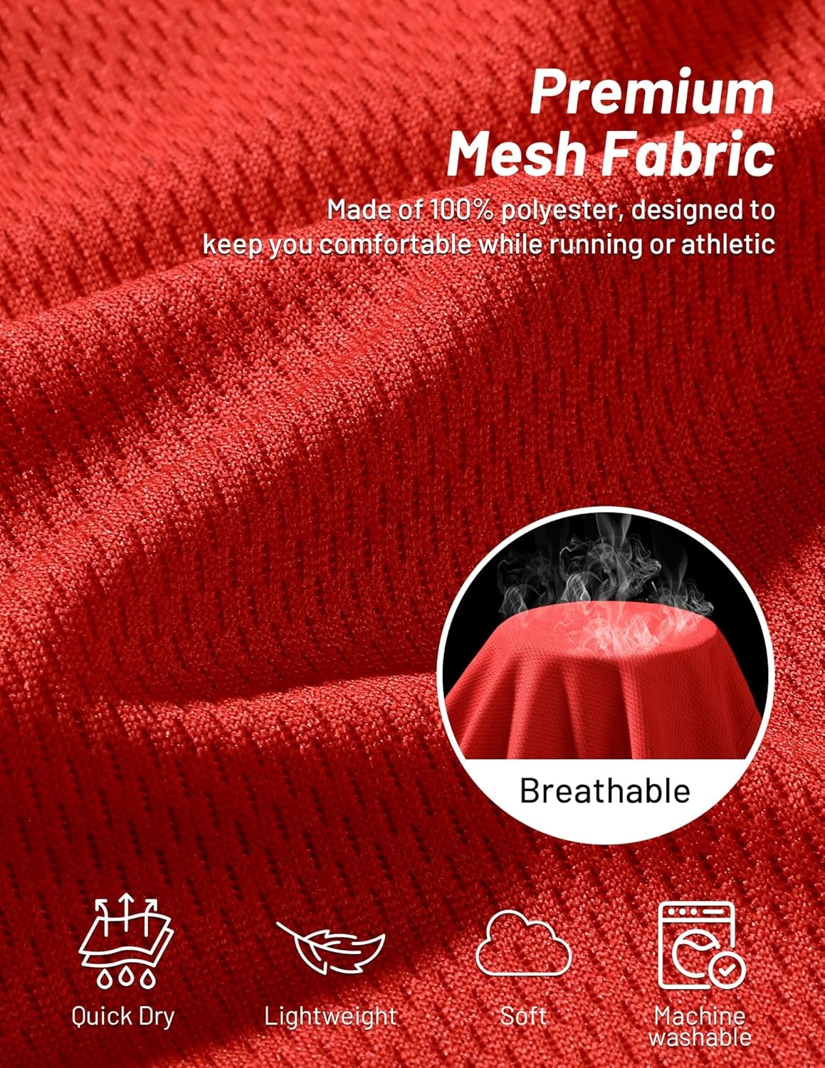 image:imageMIER Mens Athletic Shorts 9 Mesh Basketball Gym Quick Dry Shorts with Pockets for Active Running Workout LightweightRed