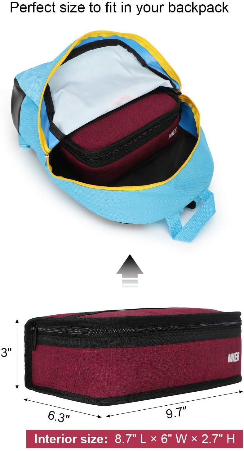 image:imageMIER Mini Lunch Bag and Adult Double Deck Cooler Lunch Box Insulated Lunch Bag for Men WomenDark Grey Large