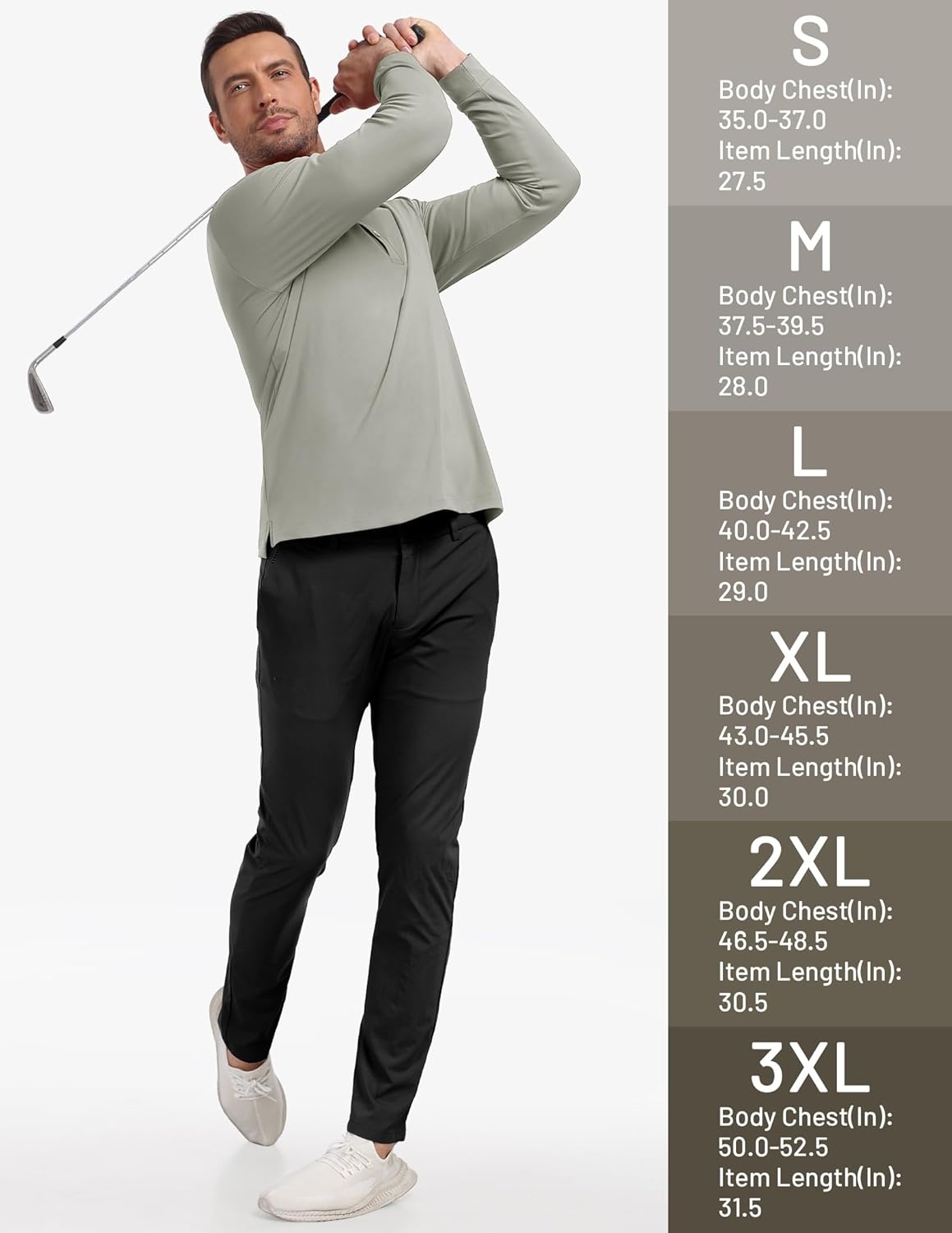 image:imageMIER Polo Shirts for Men Long Sleeve Dry Fit Golf Athletic Work Collared Shirt with UV SPF Sun Protection Inherent UPF 50Light Grey