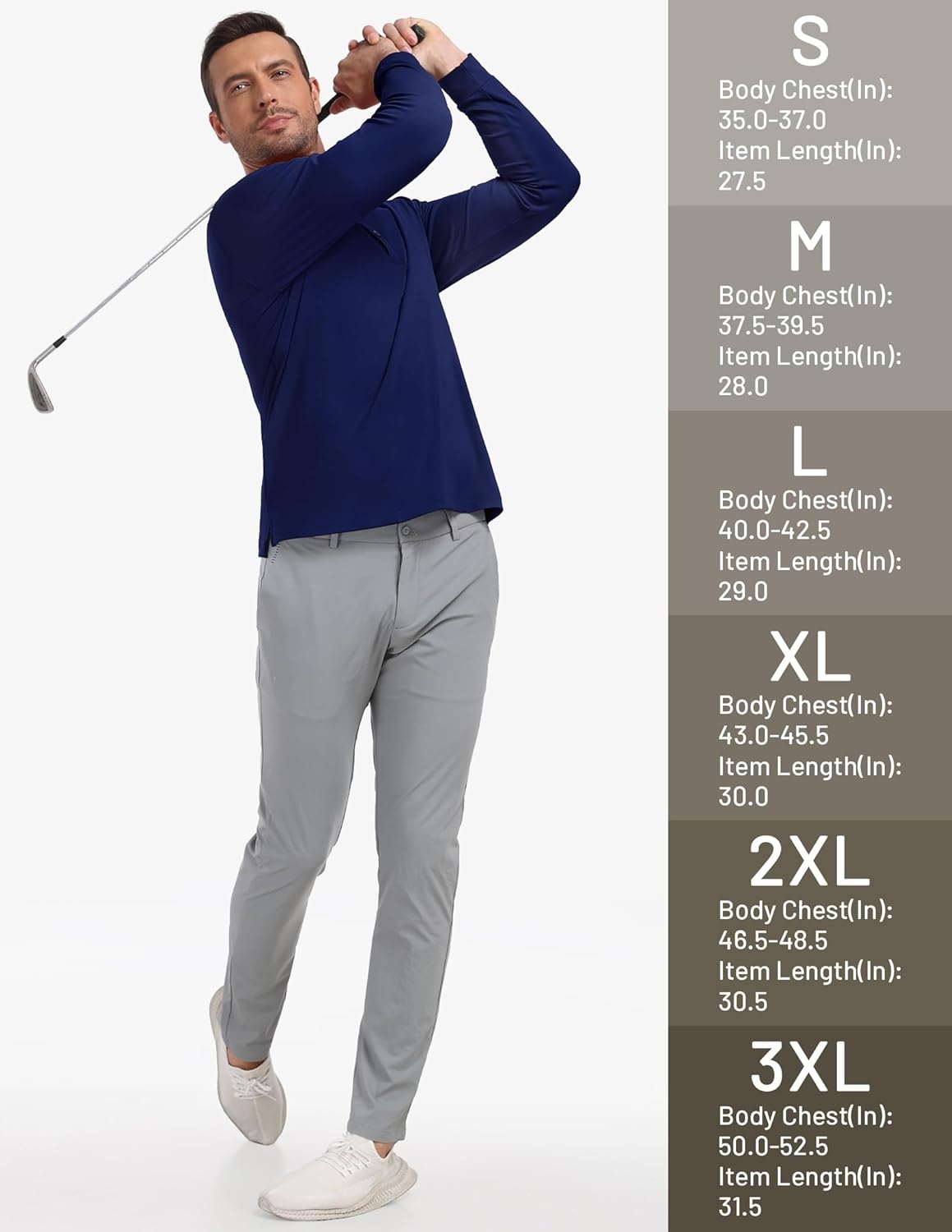 image:imageMIER Polo Shirts for Men Long Sleeve Dry Fit Golf Athletic Work Collared Shirt with UV SPF Sun Protection Inherent UPF 50Navy