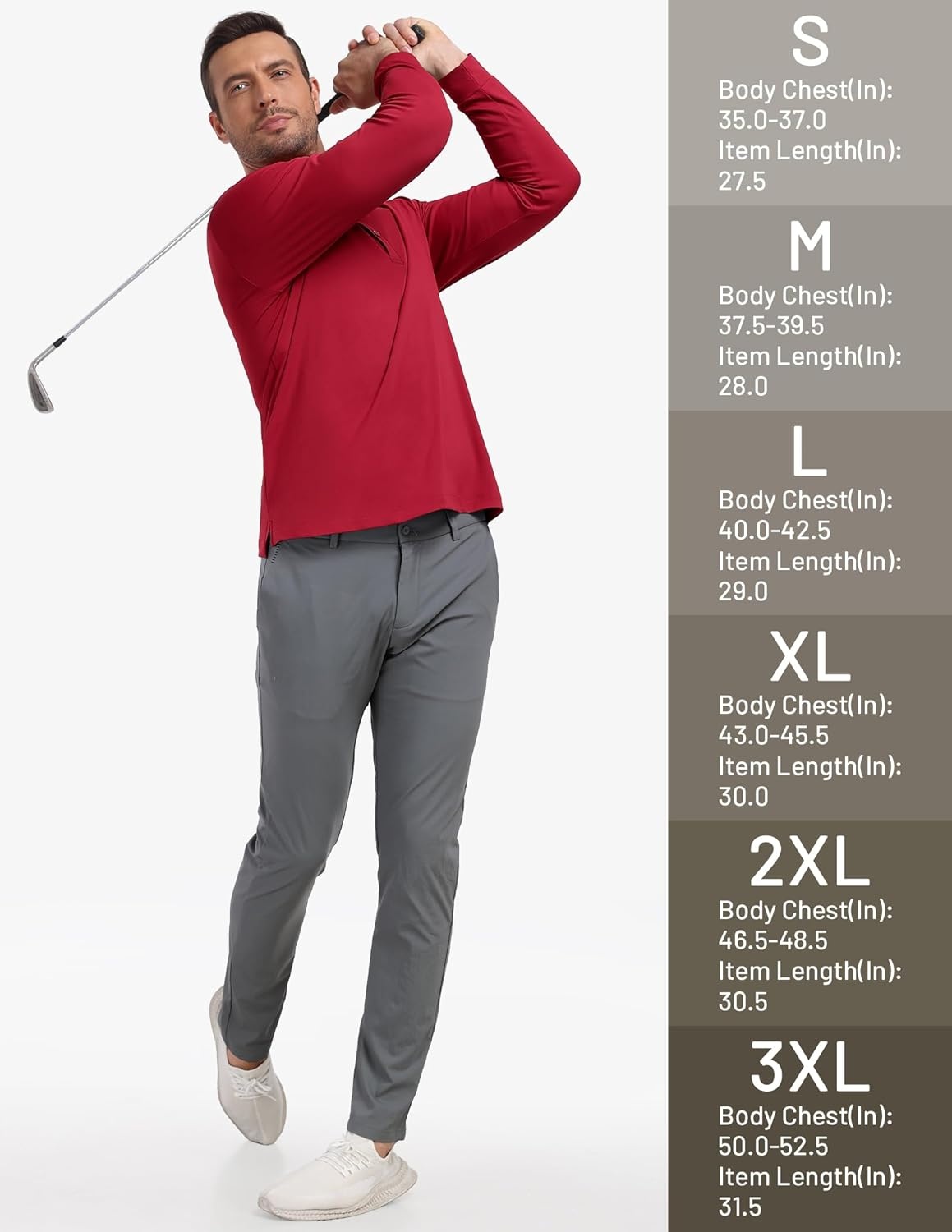 image:imageMIER Polo Shirts for Men Long Sleeve Dry Fit Golf Athletic Work Collared Shirt with UV SPF Sun Protection Inherent UPF 50Red