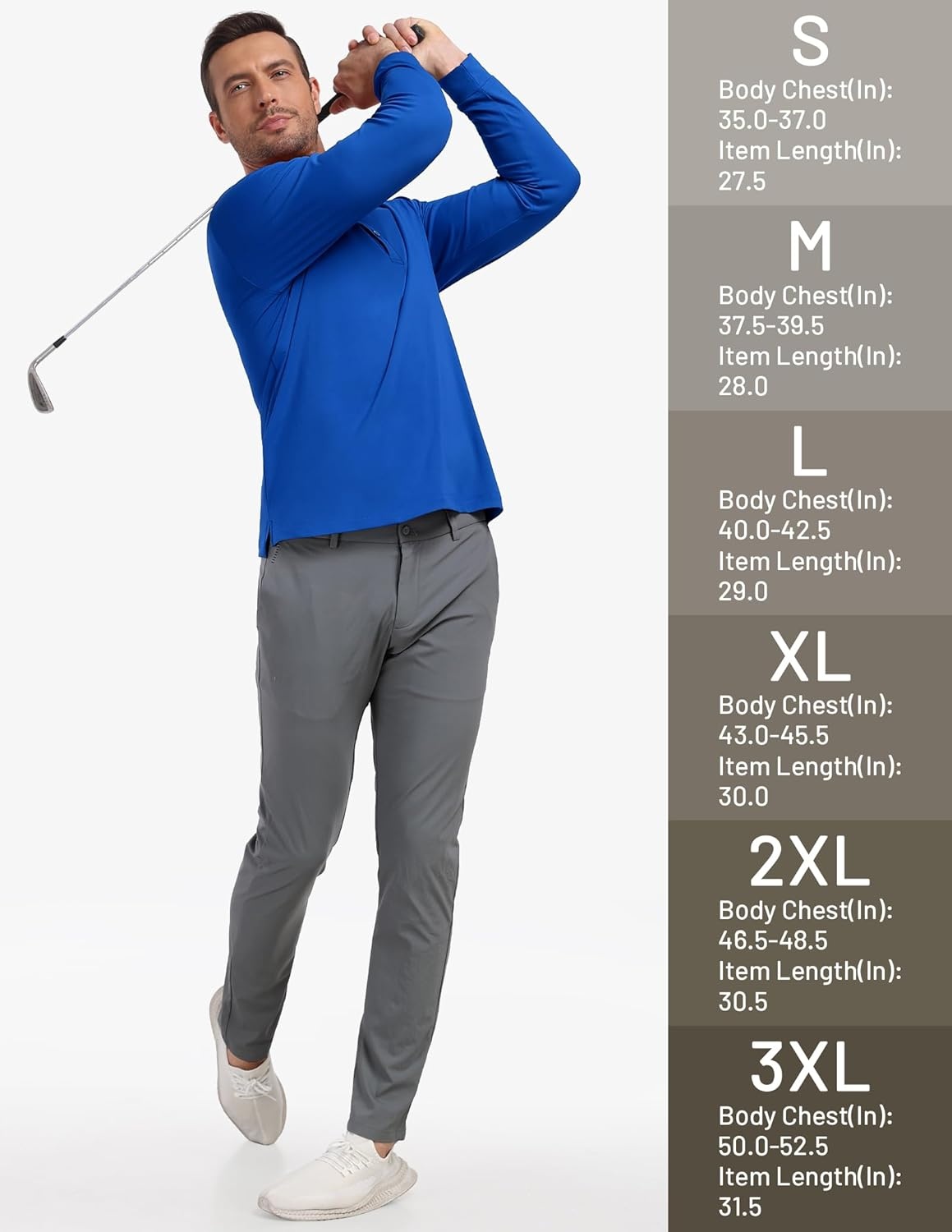 image:imageMIER Polo Shirts for Men Long Sleeve Dry Fit Golf Athletic Work Collared Shirt with UV SPF Sun Protection Inherent UPF 50Royal Blue