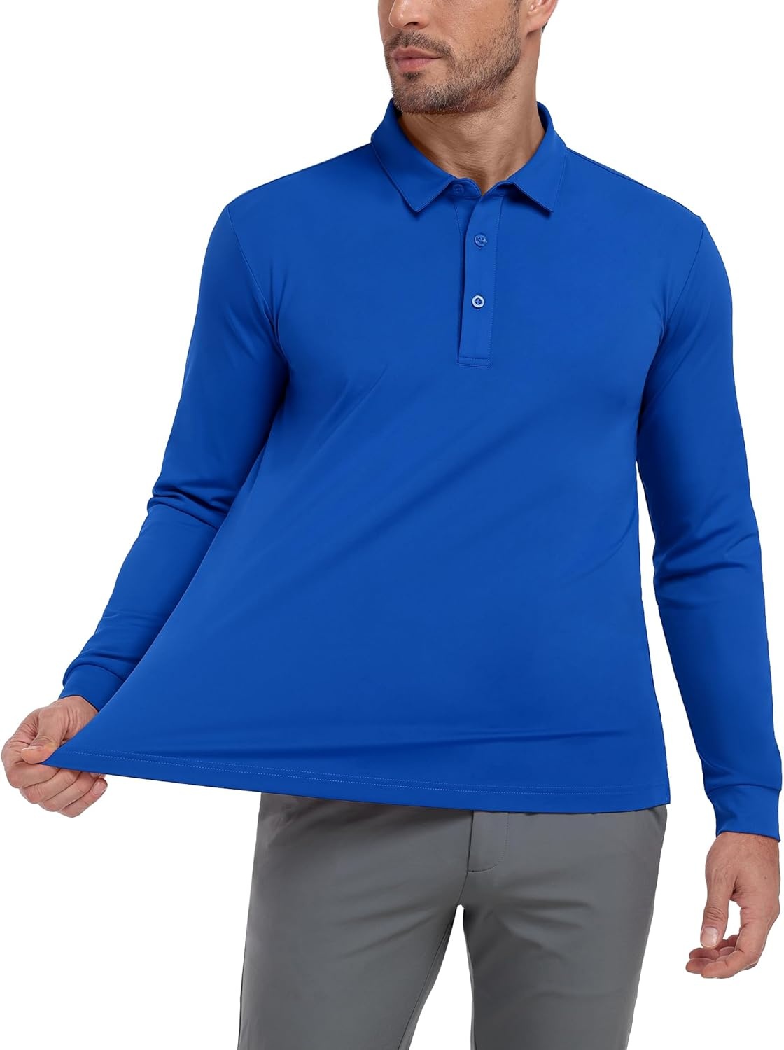 image:imageMIER Polo Shirts for Men Long Sleeve Dry Fit Golf Athletic Work Collared Shirt with UV SPF Sun Protection Inherent UPF 50Royal Blue