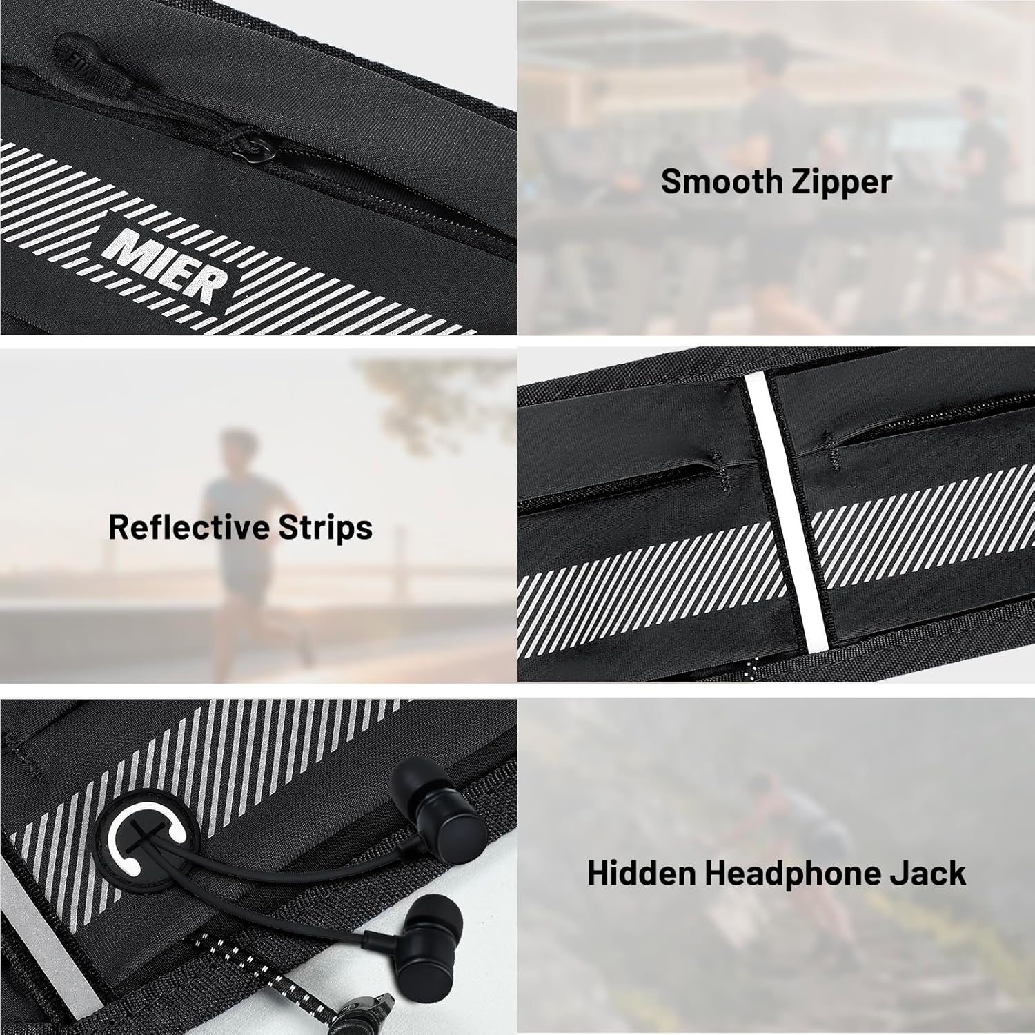 image:imageMIER Running Belt for Men Women Slim Fanny Pack Phone Holder Jogging Pouch with Marathon Bib Clip Runner Waist Pack for Walking Cycling for Keys Cards amp Essentials PinkBlack