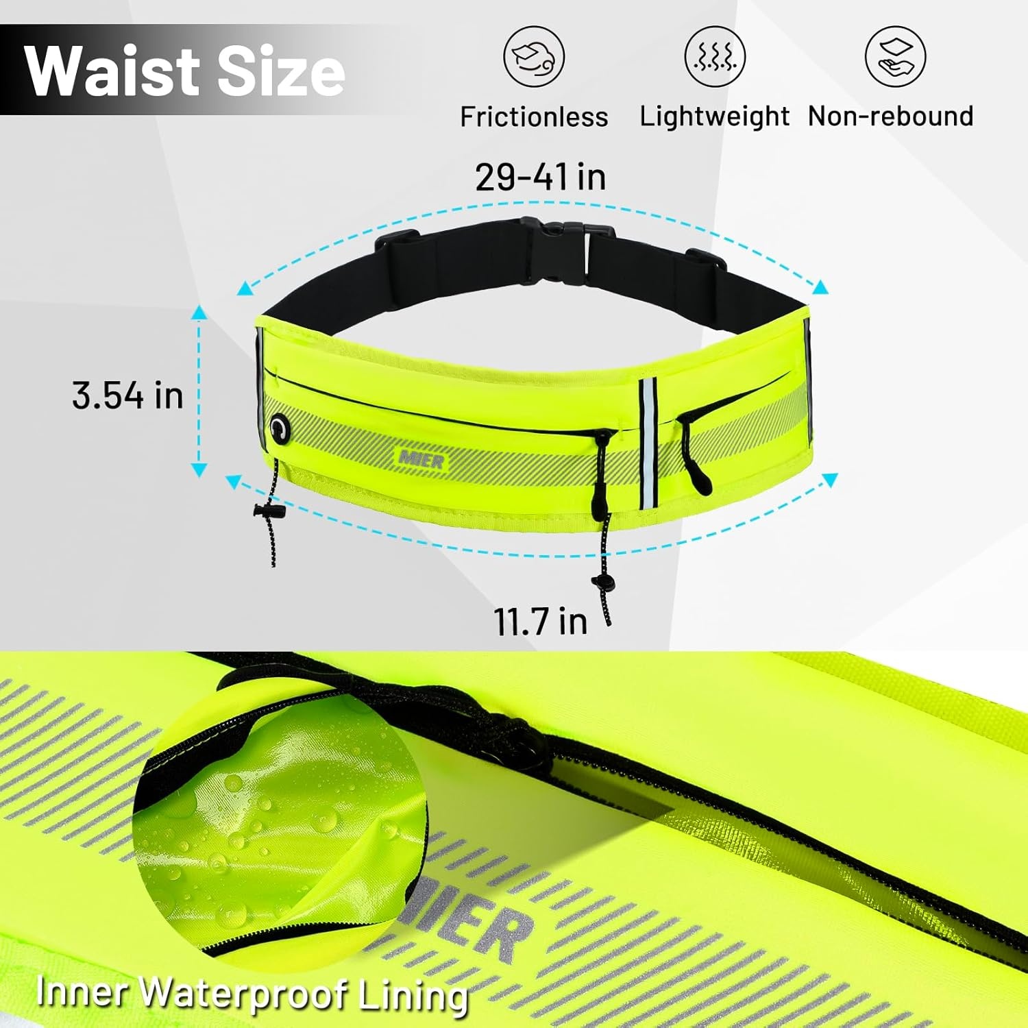 image:imageMIER Running Belt for Men Women Slim Fanny Pack Phone Holder Jogging Pouch with Marathon Bib Clip Runner Waist Pack for Walking Cycling for Keys Cards amp Essentials PinkNeon Yellow