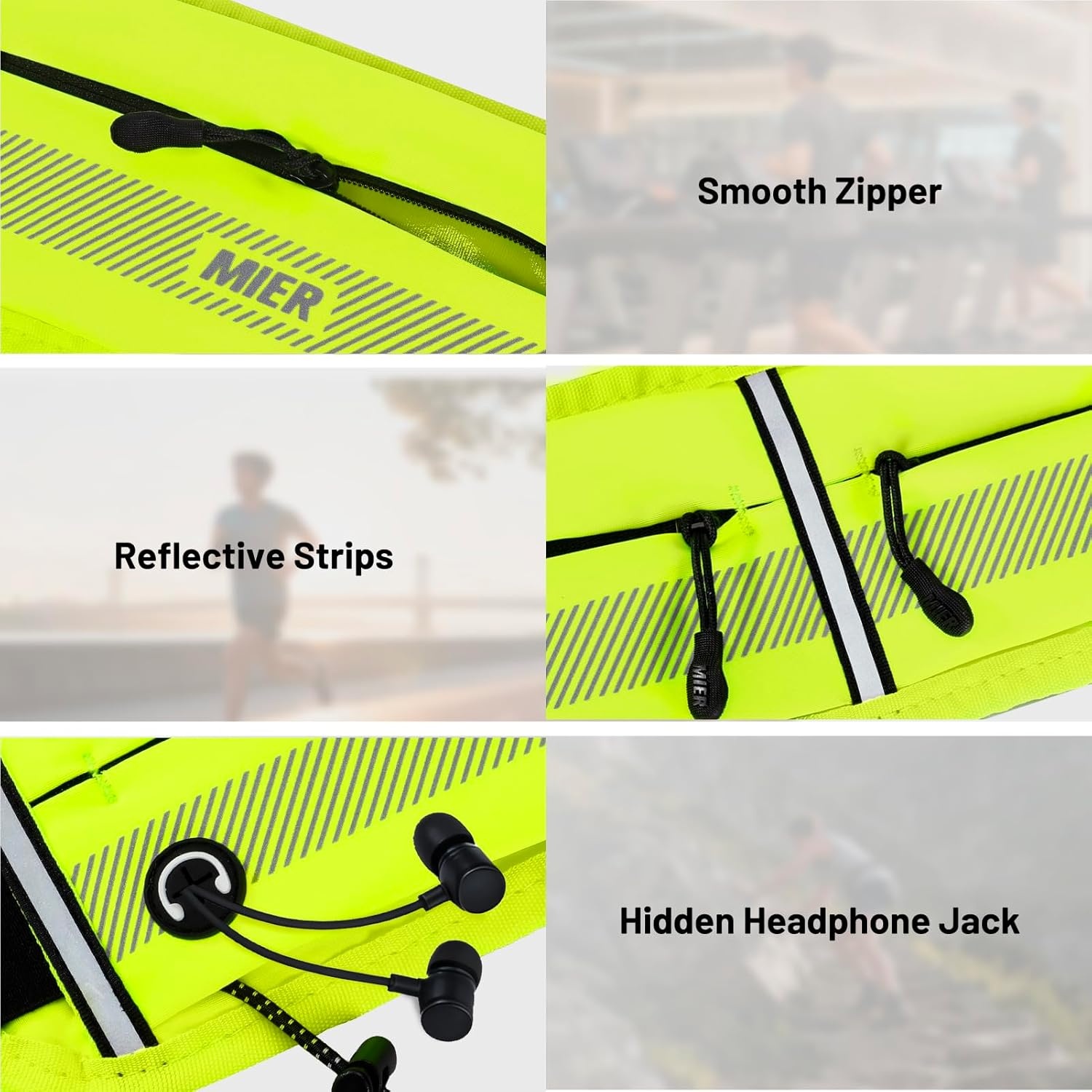 image:imageMIER Running Belt for Men Women Slim Fanny Pack Phone Holder Jogging Pouch with Marathon Bib Clip Runner Waist Pack for Walking Cycling for Keys Cards amp Essentials PinkNeon Yellow