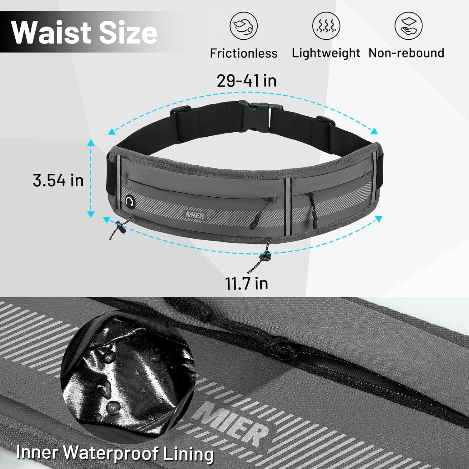 image:imageMIER Running Belt for Men Women Slim Fanny Pack Phone Holder Jogging Pouch with Marathon Bib Clip Runner Waist Pack for Walking Cycling for Keys Cards amp Essentials PinkGray