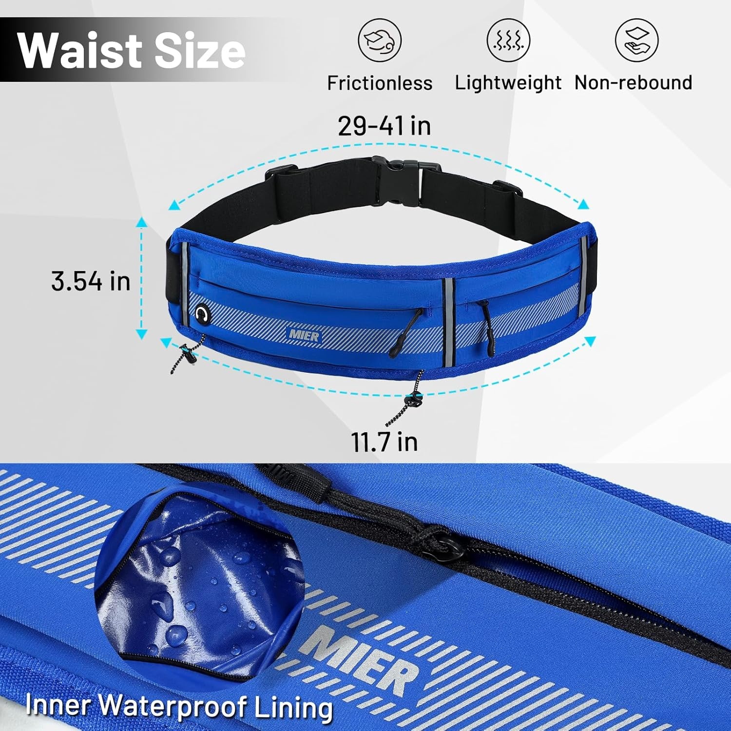 image:imageMIER Running Belt for Men Women Slim Fanny Pack Phone Holder Jogging Pouch with Marathon Bib Clip Runner Waist Pack for Walking Cycling for Keys Cards amp Essentials PinkNavy