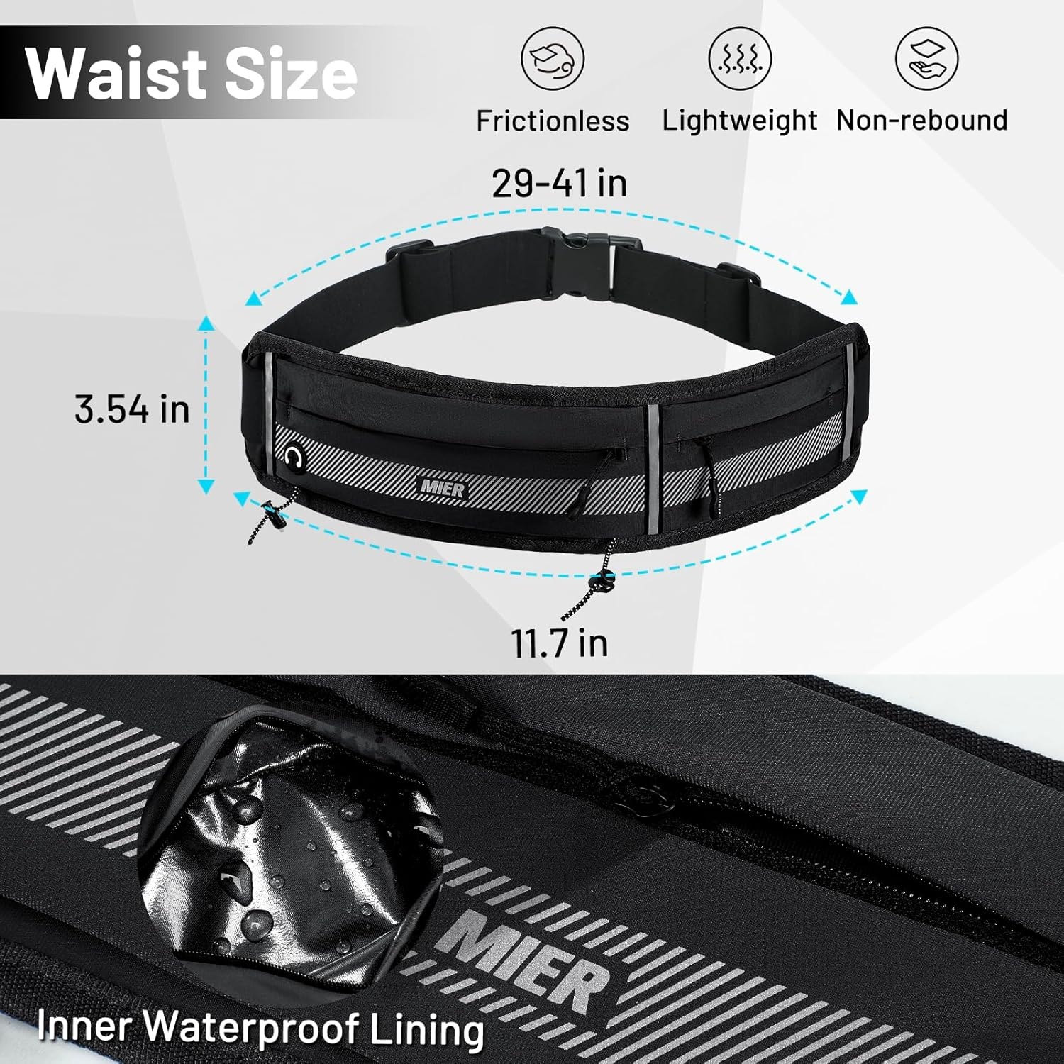 image:imageMIER Running Belt for Men Women Slim Fanny Pack Phone Holder Jogging Pouch with Marathon Bib Clip Runner Waist Pack for Walking Cycling for Keys Cards amp Essentials PinkBlack