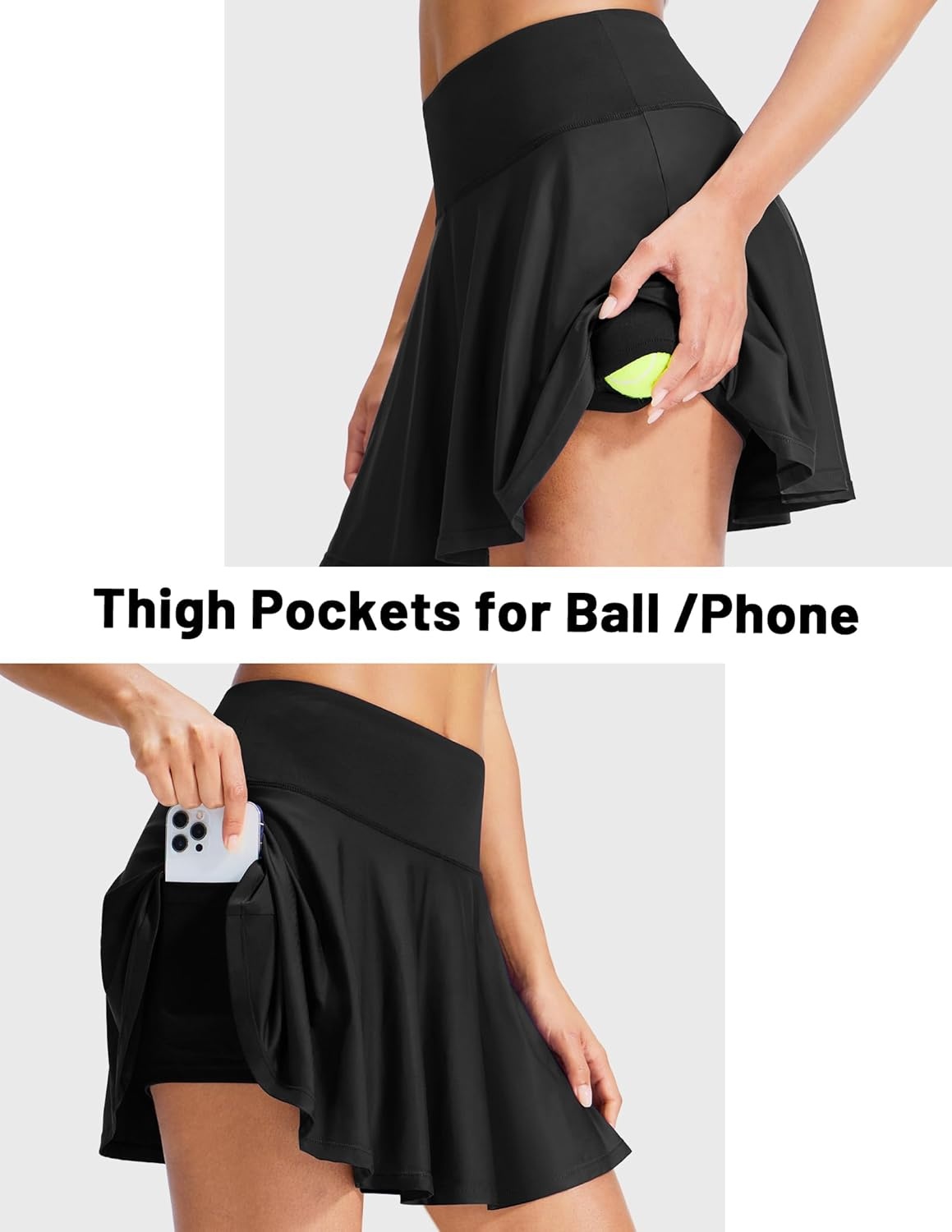 image:imageMIER Tennis Skirt for Women Pleated Golf Skirts with Shorts Pocket High Waisted Flowy Athletic Skort for Workout PickleballBlack