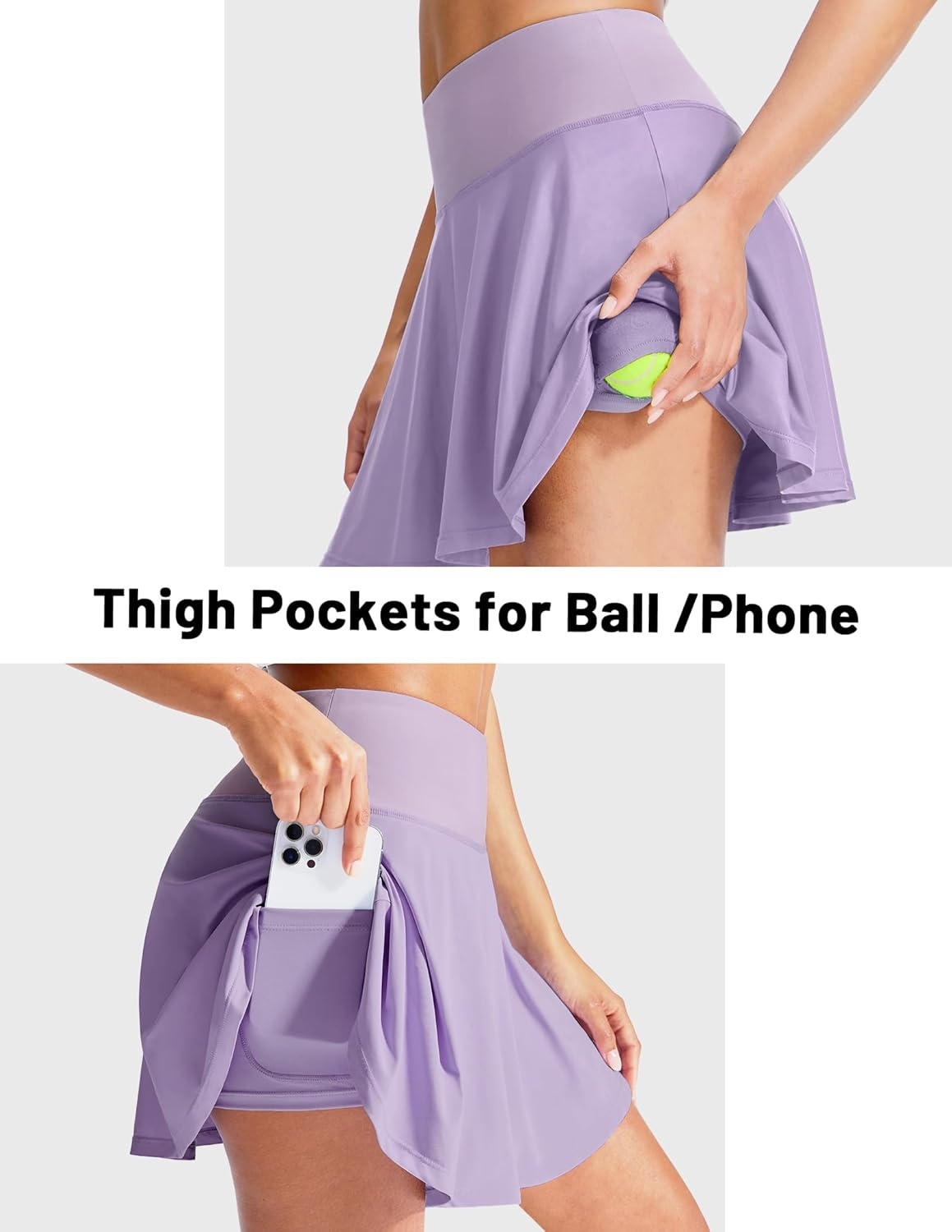 image:imageMIER Tennis Skirt for Women Pleated Golf Skirts with Shorts Pocket High Waisted Flowy Athletic Skort for Workout PickleballLavender