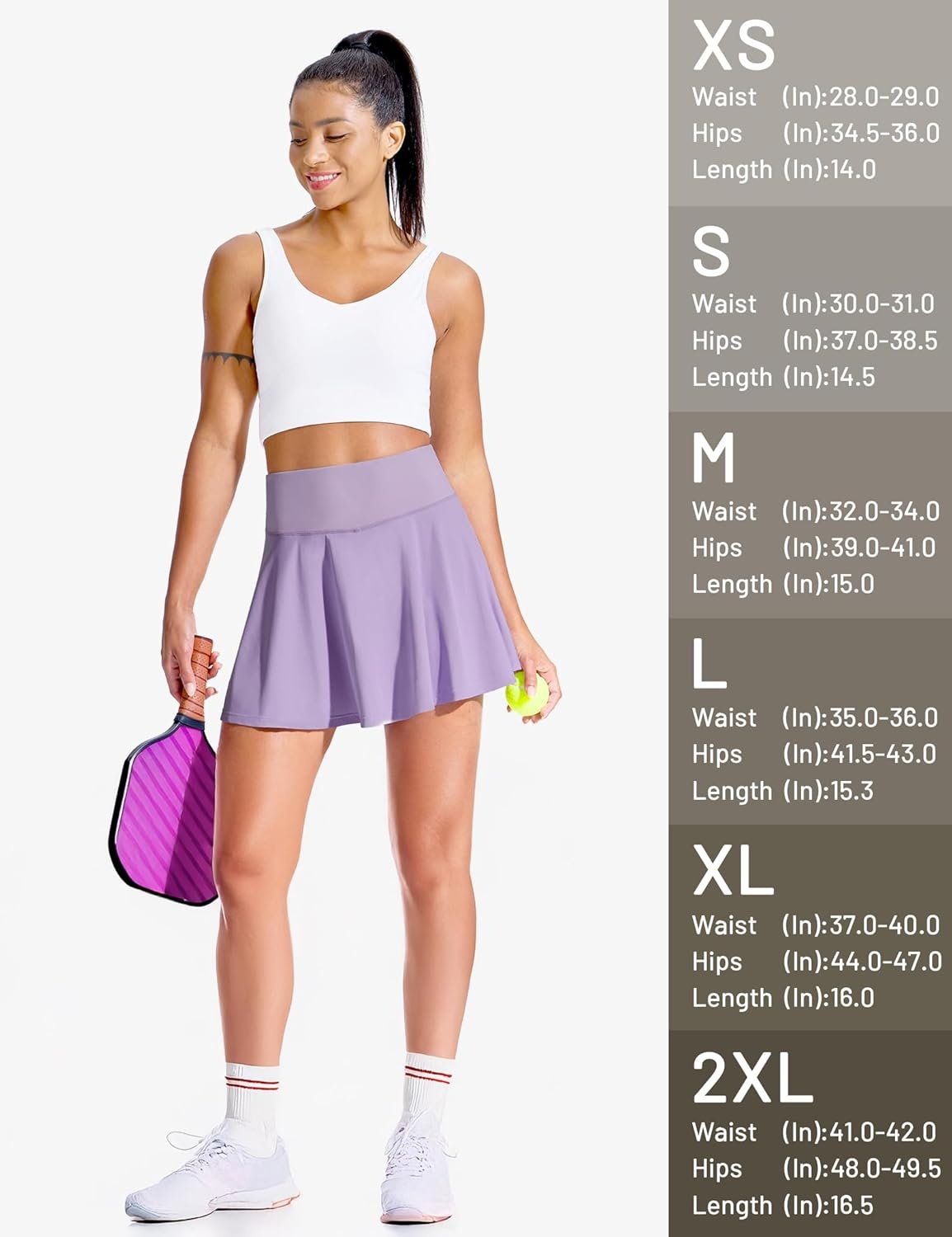 image:imageMIER Tennis Skirt for Women Pleated Golf Skirts with Shorts Pocket High Waisted Flowy Athletic Skort for Workout PickleballLavender
