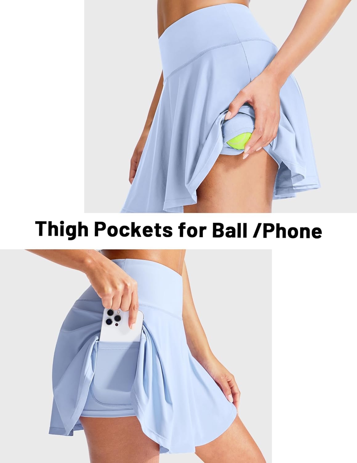 image:imageMIER Tennis Skirt for Women Pleated Golf Skirts with Shorts Pocket High Waisted Flowy Athletic Skort for Workout PickleballLight Blue