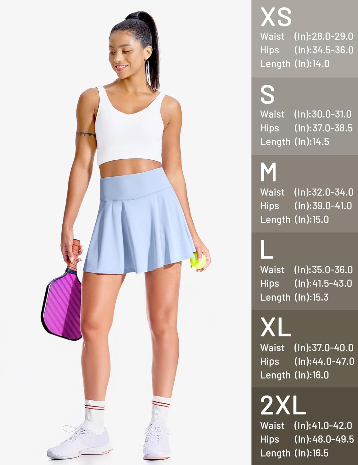 image:imageMIER Tennis Skirt for Women Pleated Golf Skirts with Shorts Pocket High Waisted Flowy Athletic Skort for Workout PickleballLight Blue