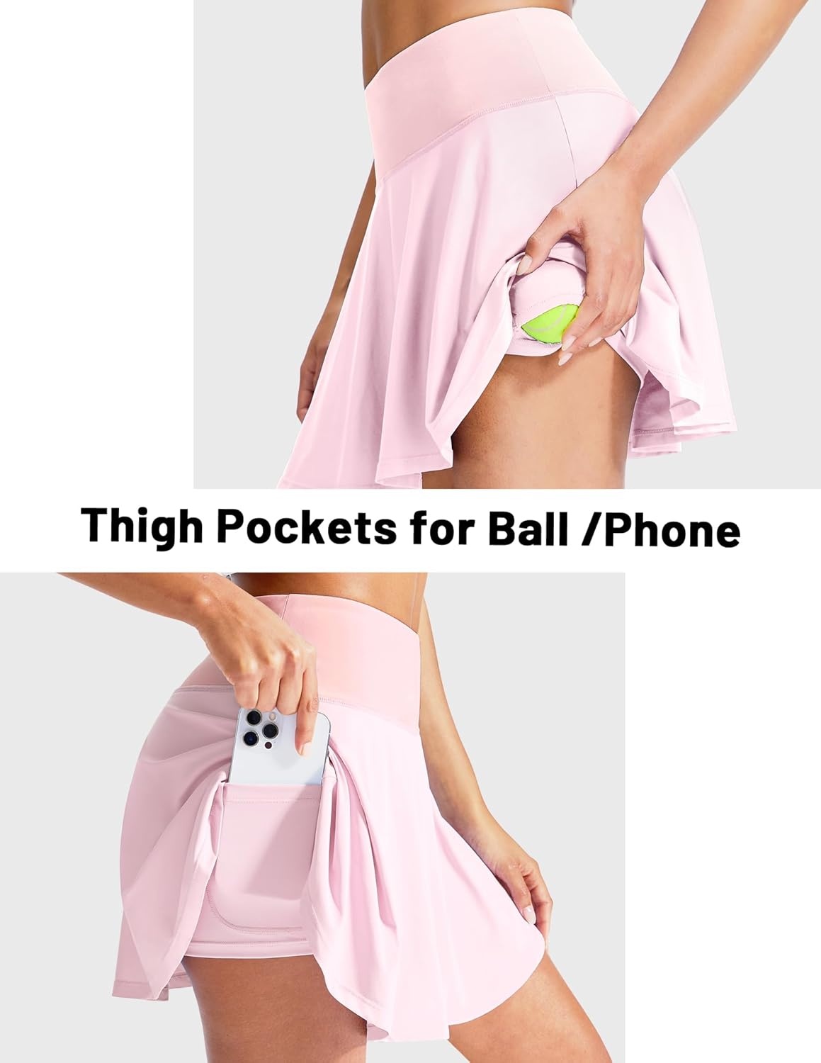 image:imageMIER Tennis Skirt for Women Pleated Golf Skirts with Shorts Pocket High Waisted Flowy Athletic Skort for Workout PickleballLight Pink