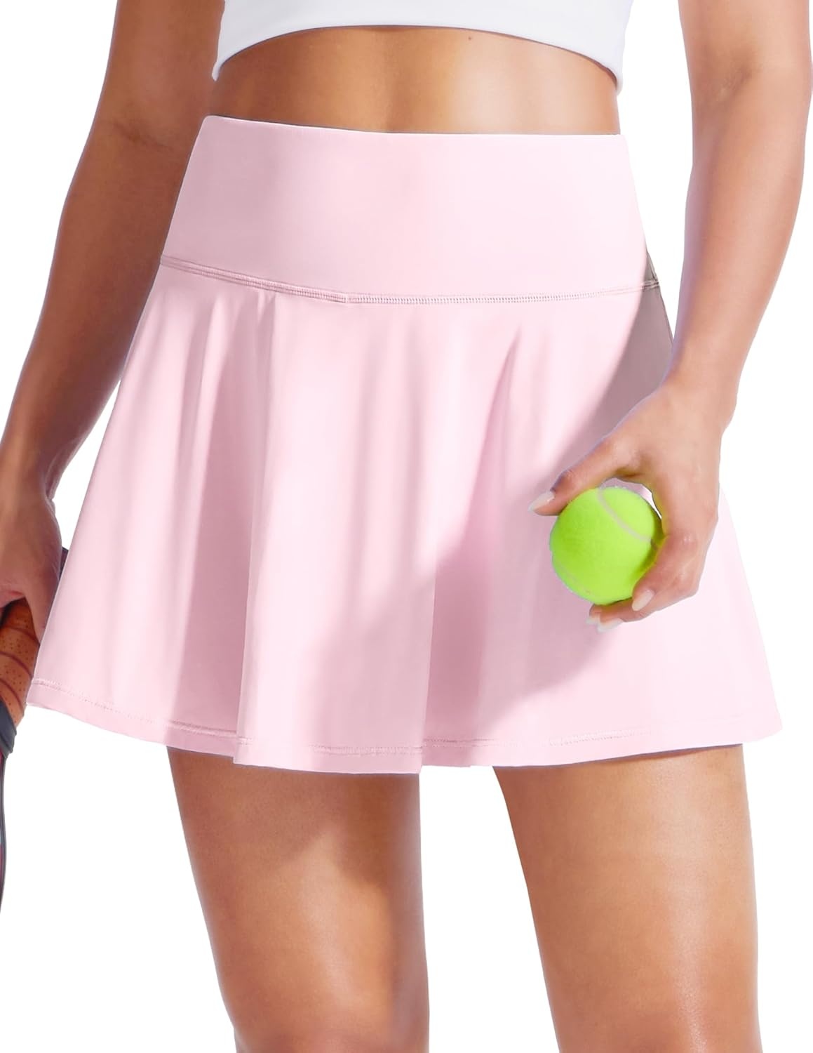 image:imageMIER Tennis Skirt for Women Pleated Golf Skirts with Shorts Pocket High Waisted Flowy Athletic Skort for Workout PickleballLight Pink
