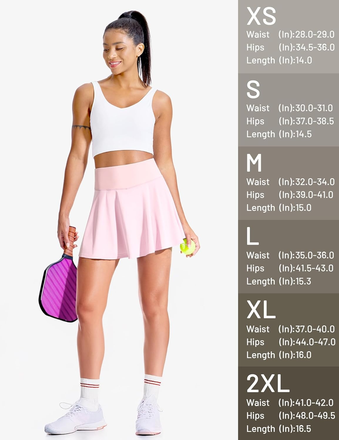 image:imageMIER Tennis Skirt for Women Pleated Golf Skirts with Shorts Pocket High Waisted Flowy Athletic Skort for Workout PickleballLight Pink