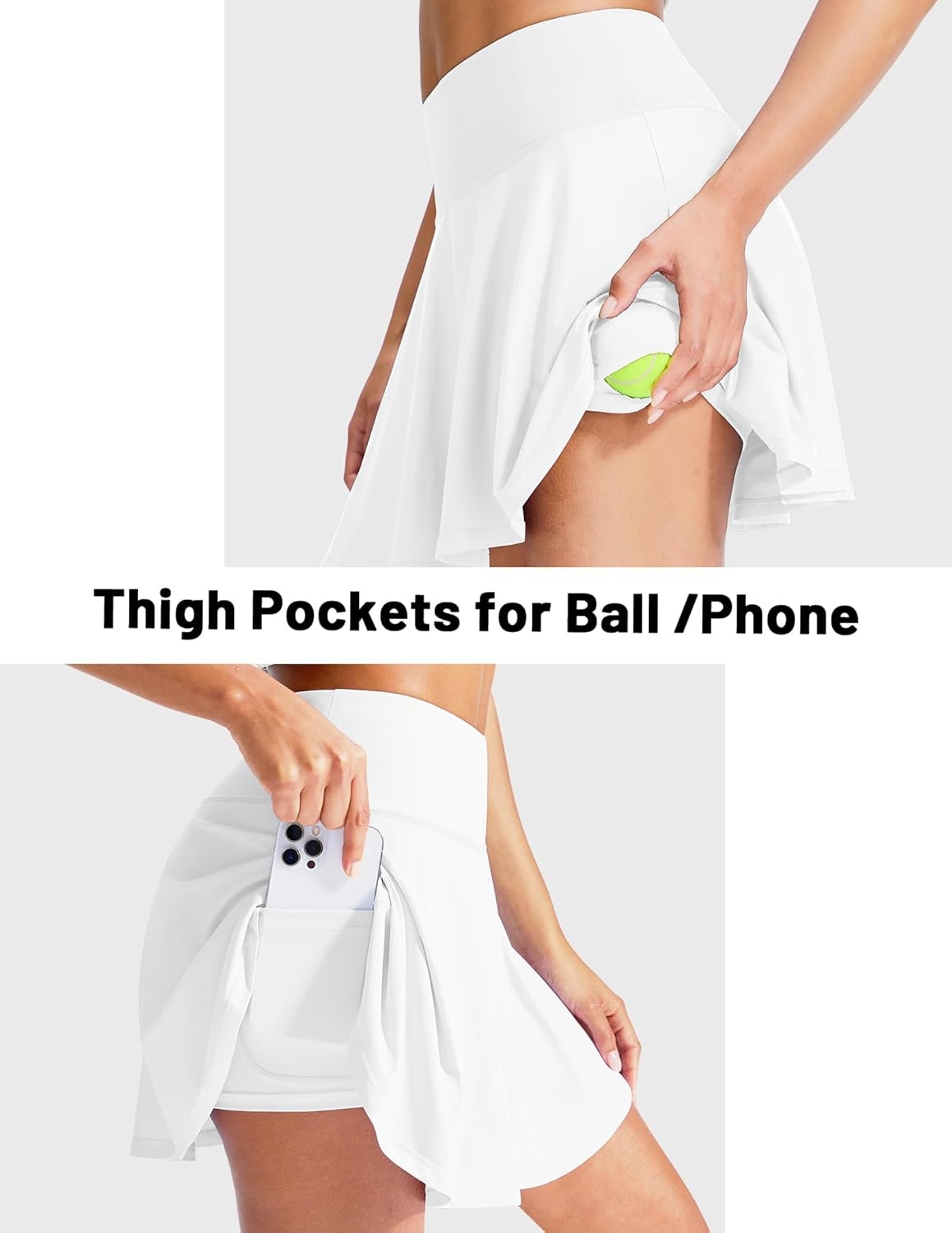 image:imageMIER Tennis Skirt for Women Pleated Golf Skirts with Shorts Pocket High Waisted Flowy Athletic Skort for Workout PickleballWhite